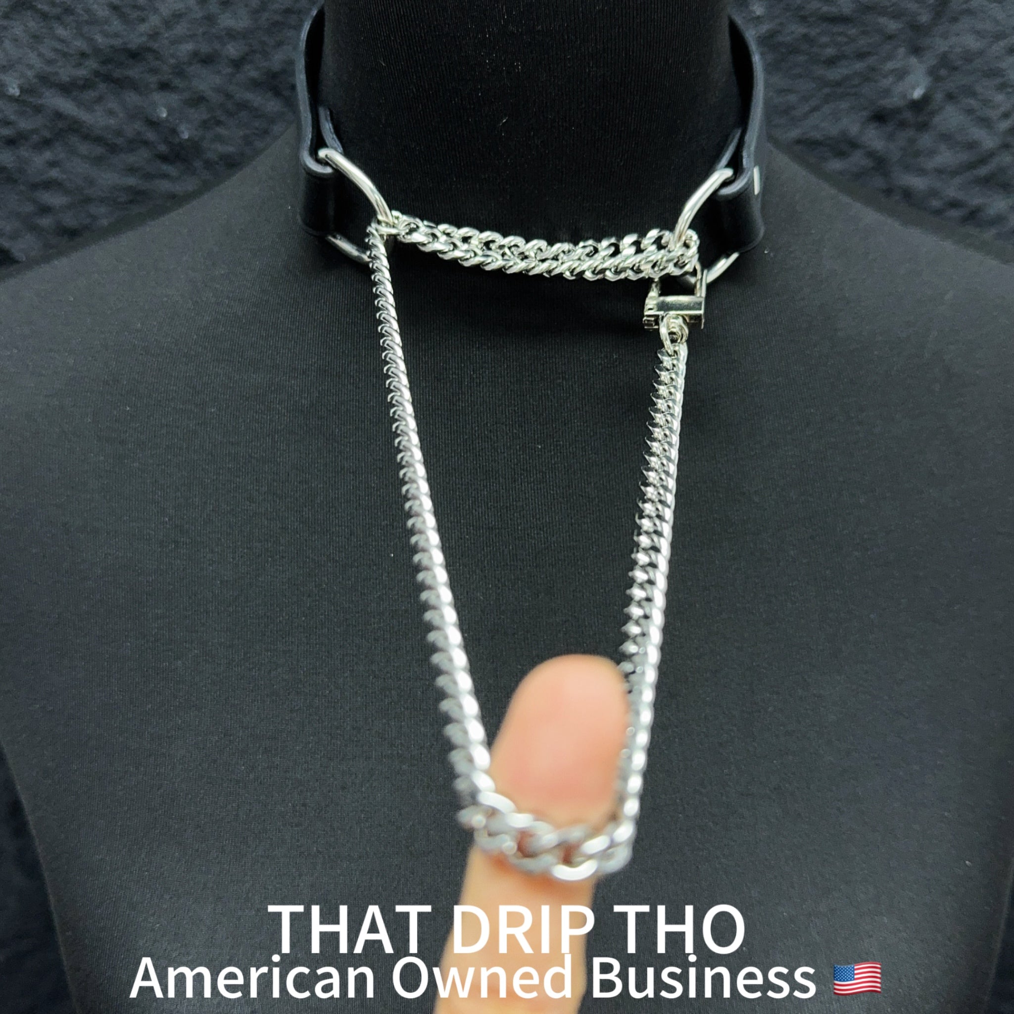 Luxe Chain (Fashion Layered Chain Leather Choker Necklace) (Classic Black Leather Silver Chain)