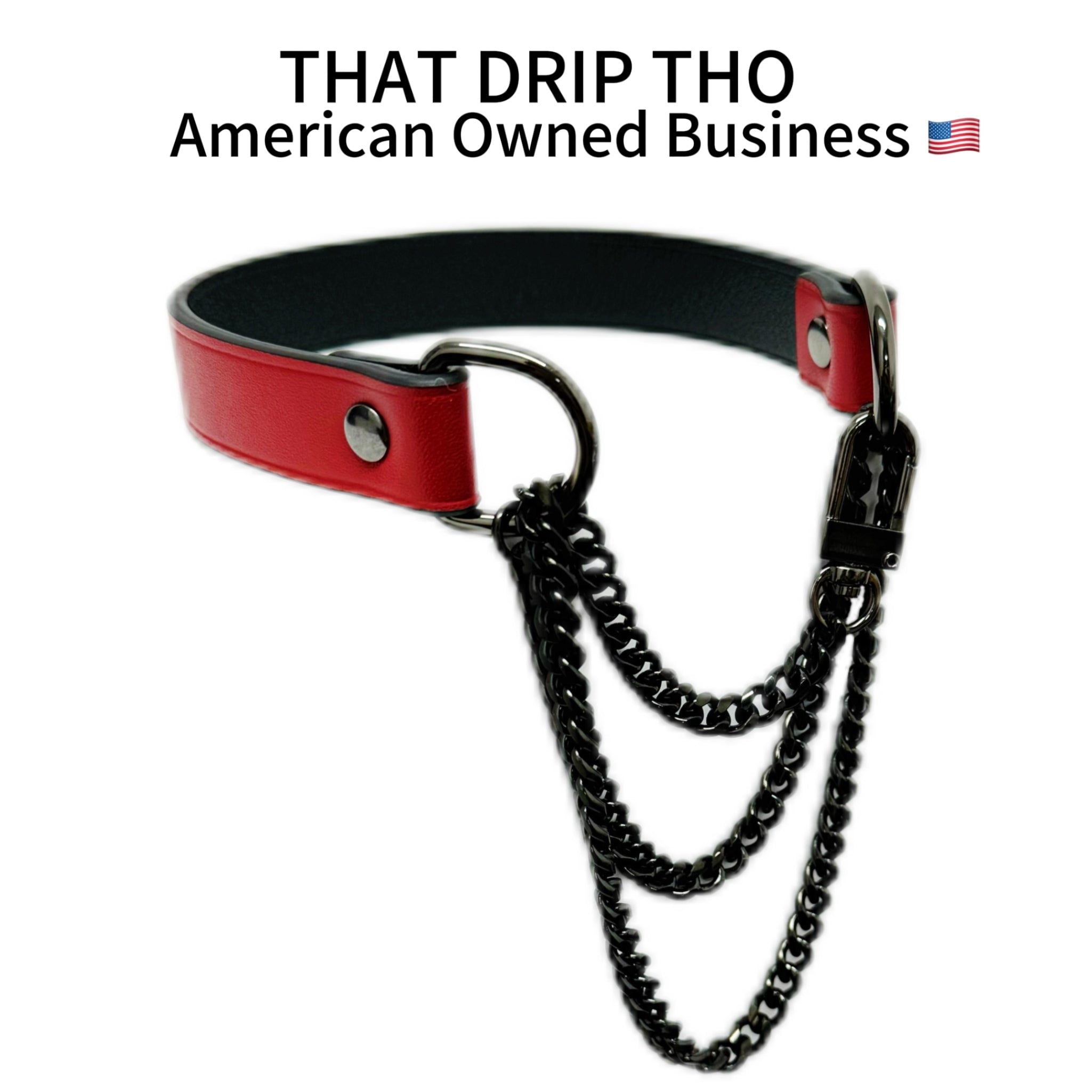 Luxe Chain (Fashion Layered Chain Leather Choker Necklace) (Premium Lucky Red Color)