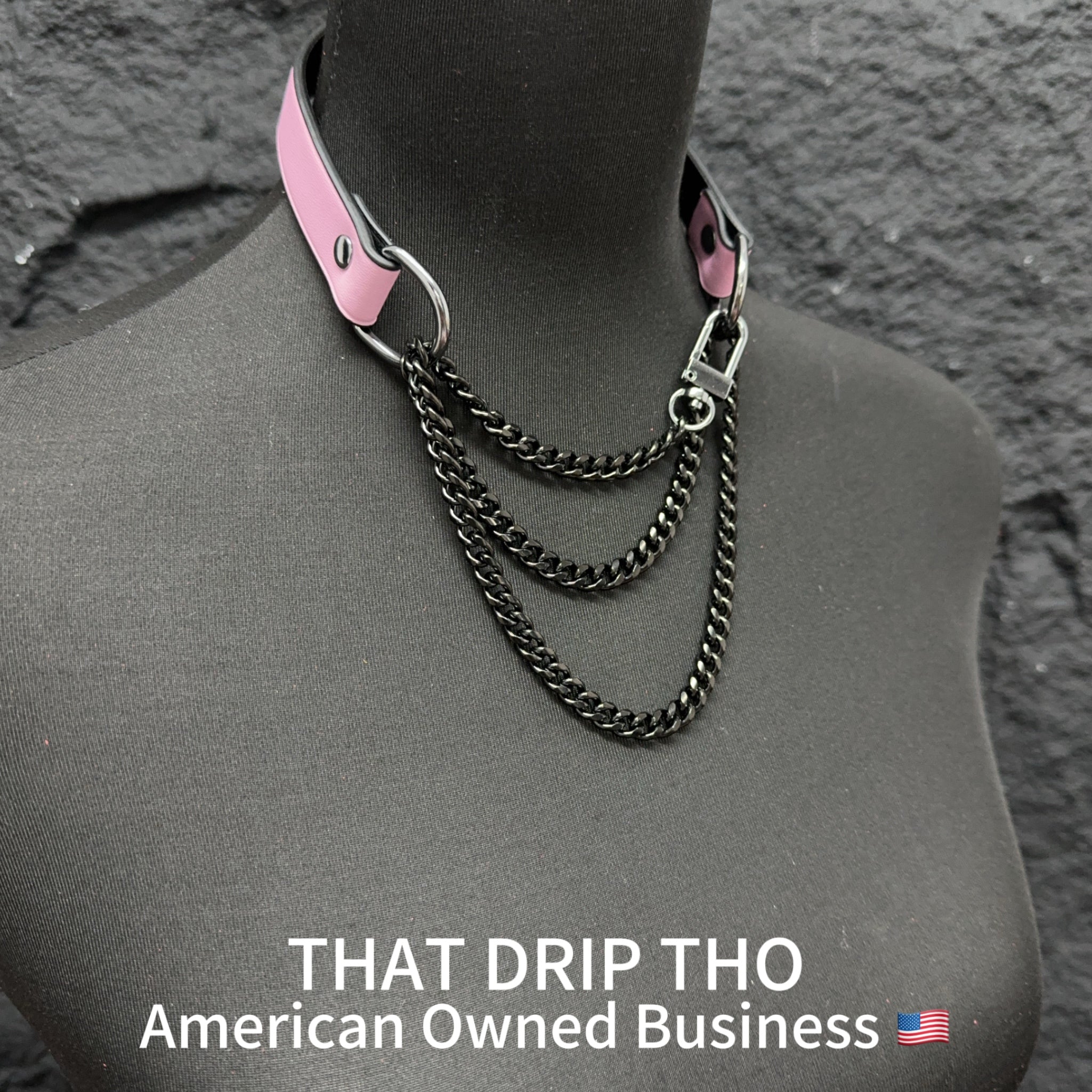 Luxe Chain (Fashion Layered Chain Leather Choker Necklace) (Premium Limited Cute Pink Color)