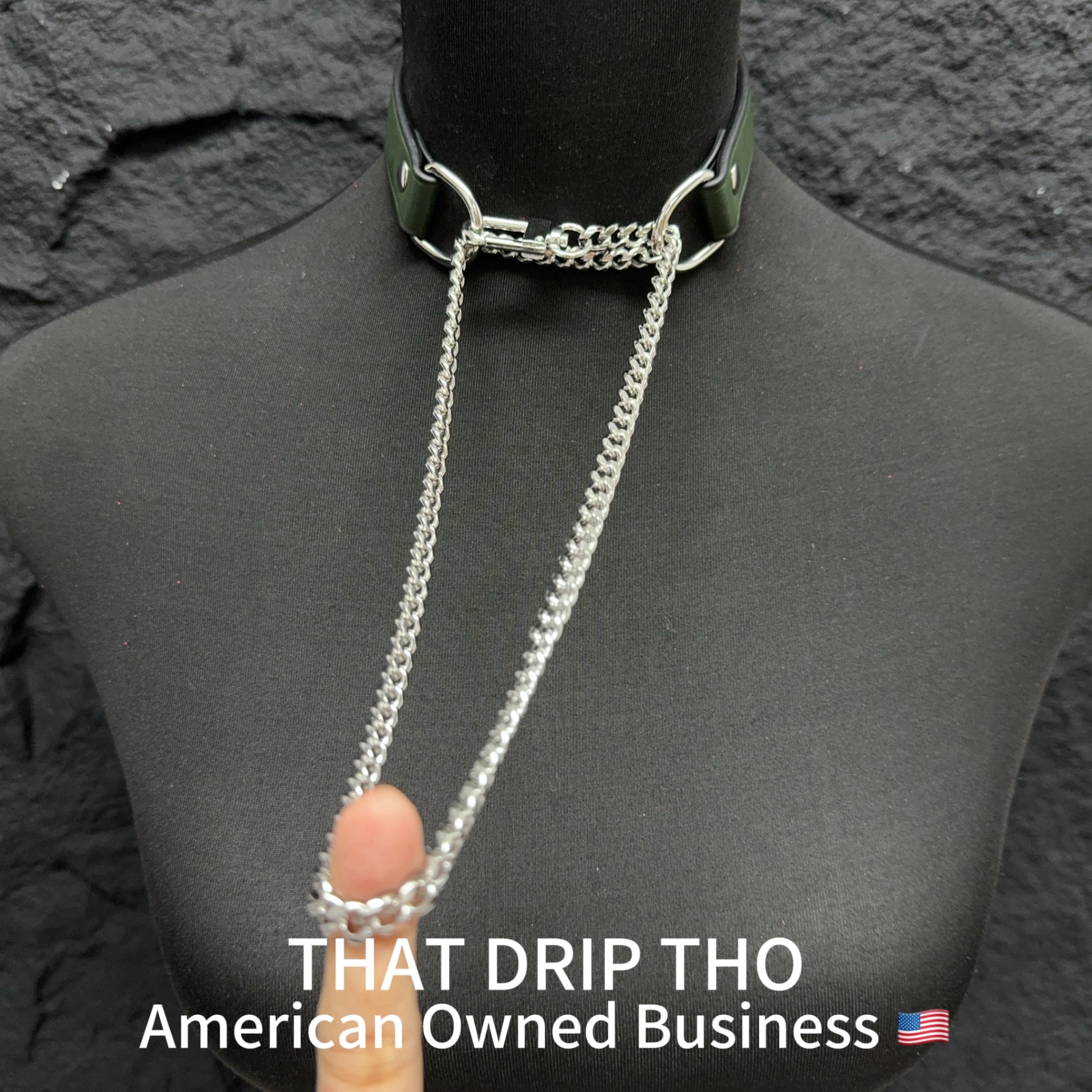 Luxe Chain (Fashion Layered Chain Leather Choker Necklace) (Christmas Green Color)