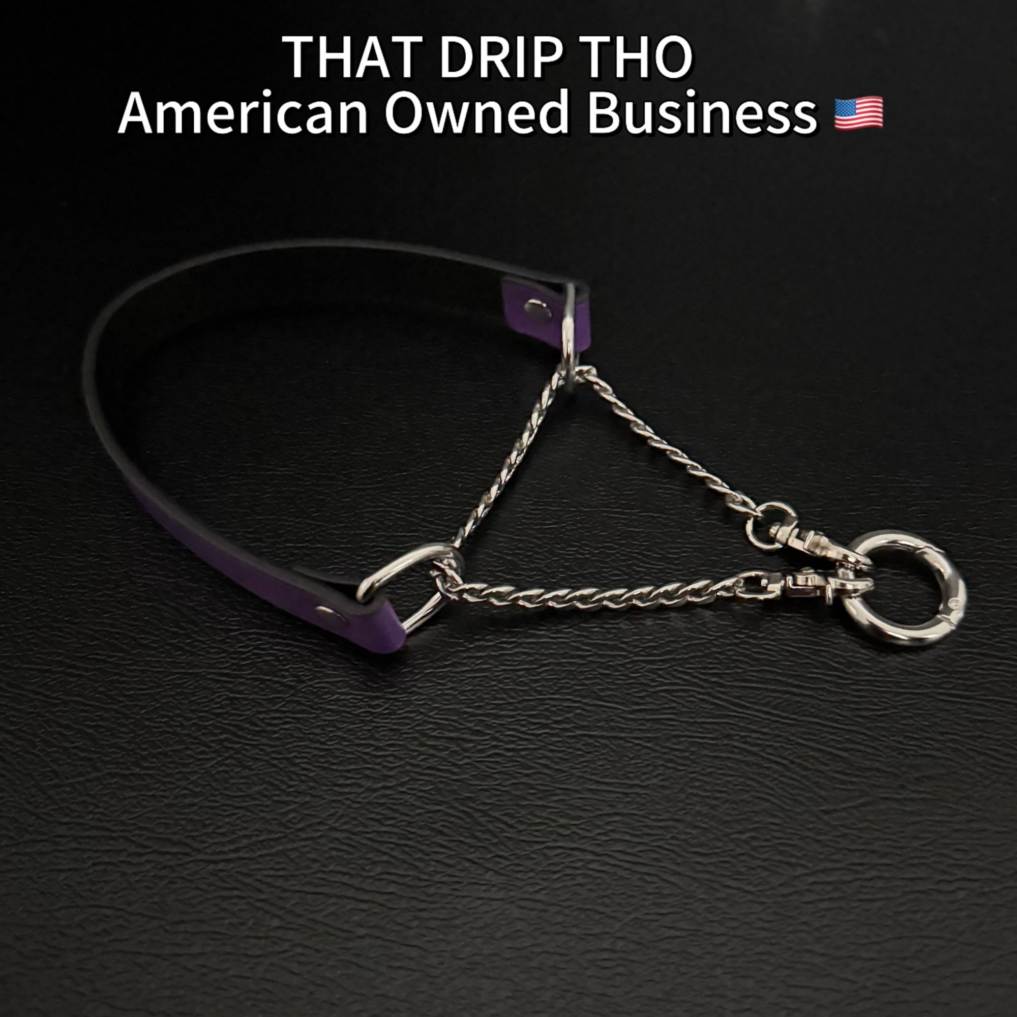 Luxe Chain (Versatile Leather Choker with Rings)(Purple Leather Silver Chain)