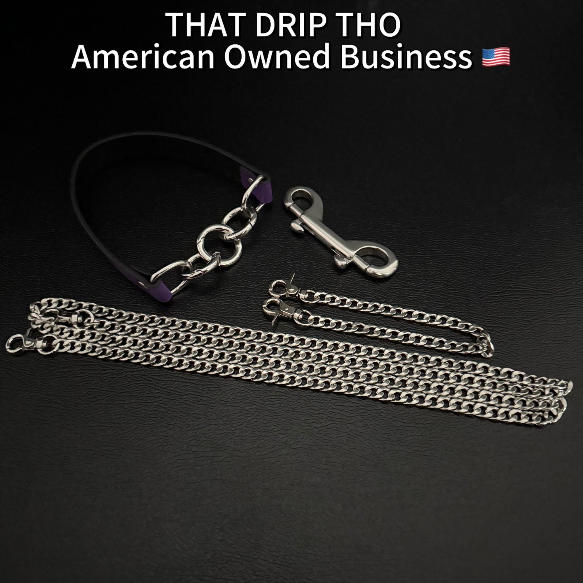 Luxe Chain (Versatile Leather Choker with Rings)(Purple Leather Silver Chain)