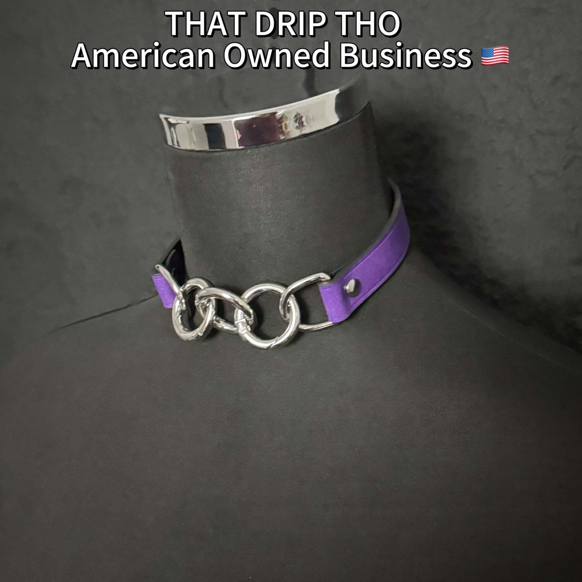 Luxe Chain (Versatile Leather Choker with Rings)(Purple Leather Silver Chain)