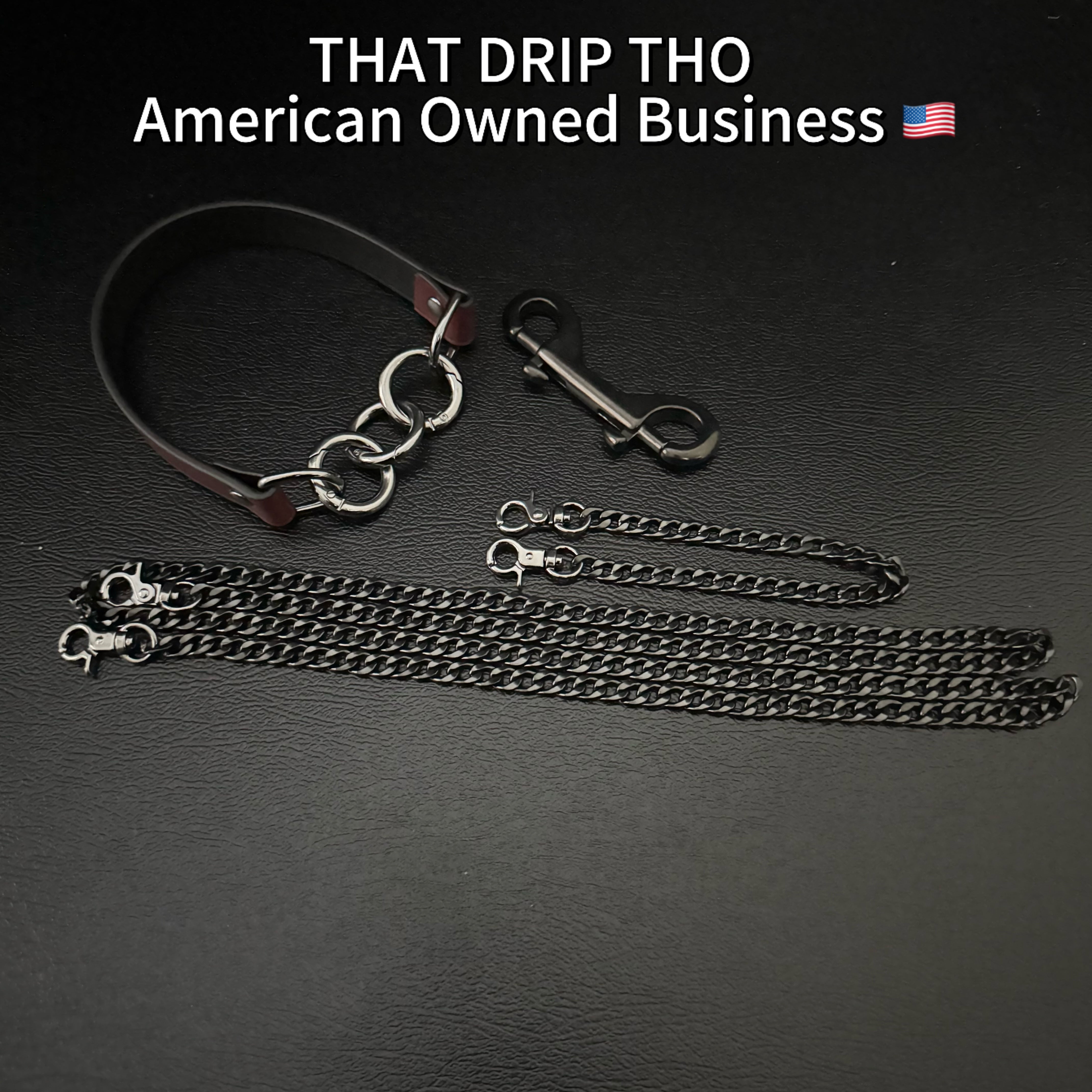 Luxe Chain (Versatile Leather Choker with Rings)( Jam Leather Black Chain)
