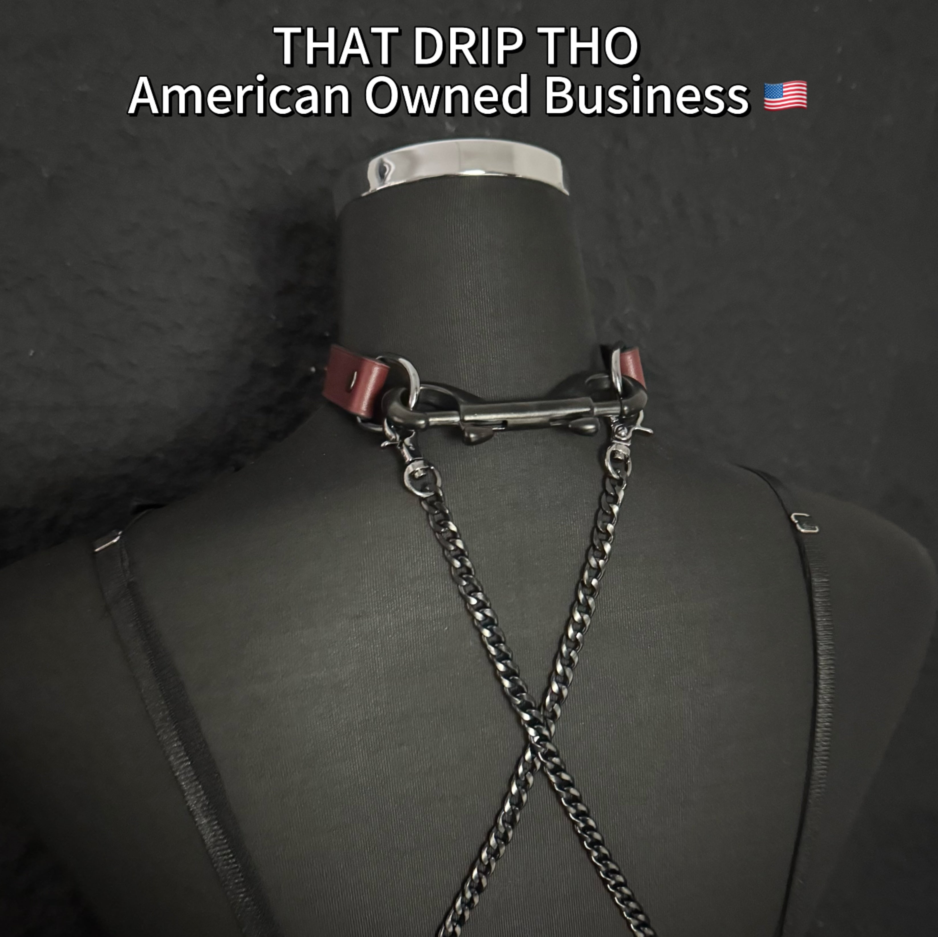 Luxe Chain (Versatile Leather Choker with Rings)( Jam Leather Black Chain)