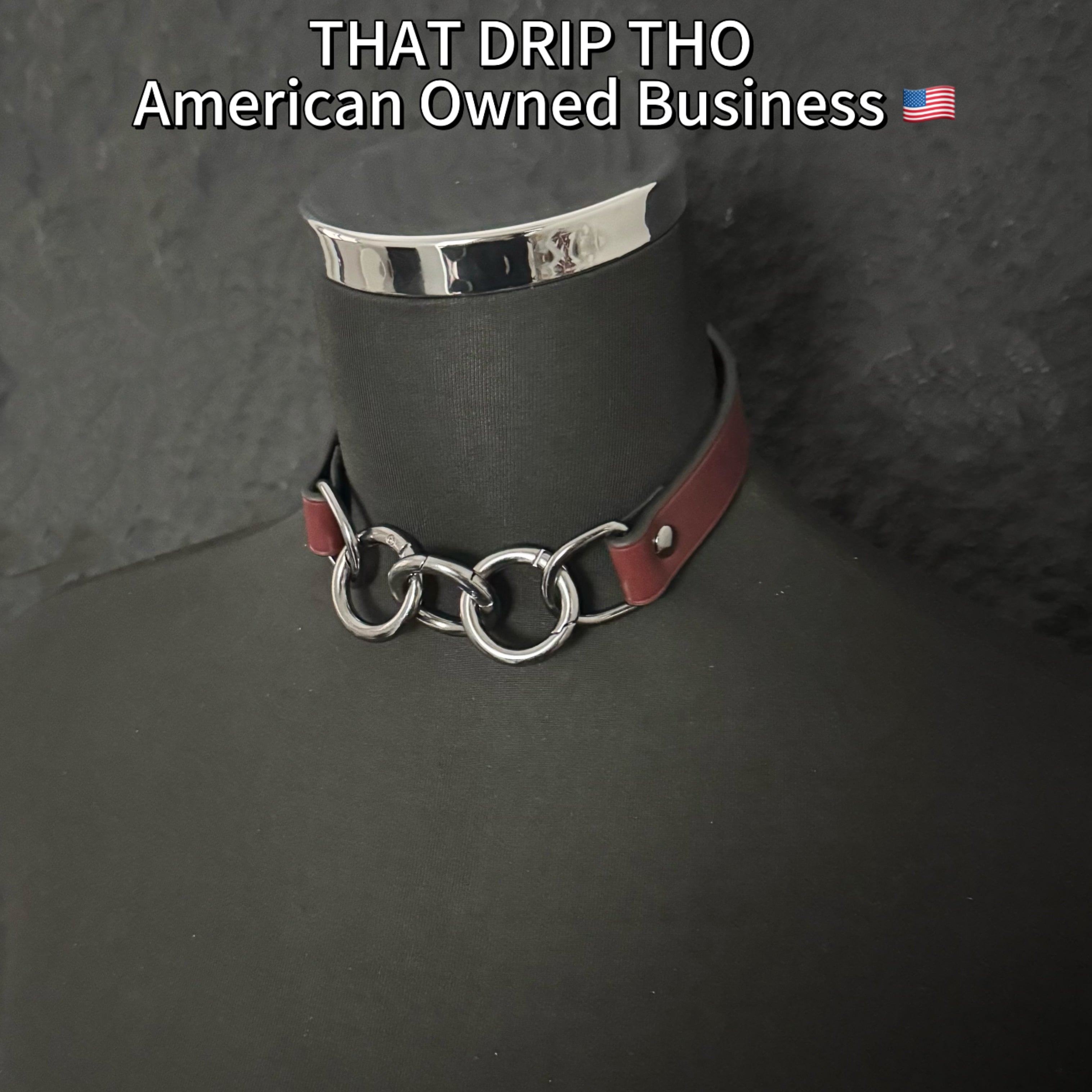 Luxe Chain (Versatile Leather Choker with Rings)( Jam Leather Black Chain)