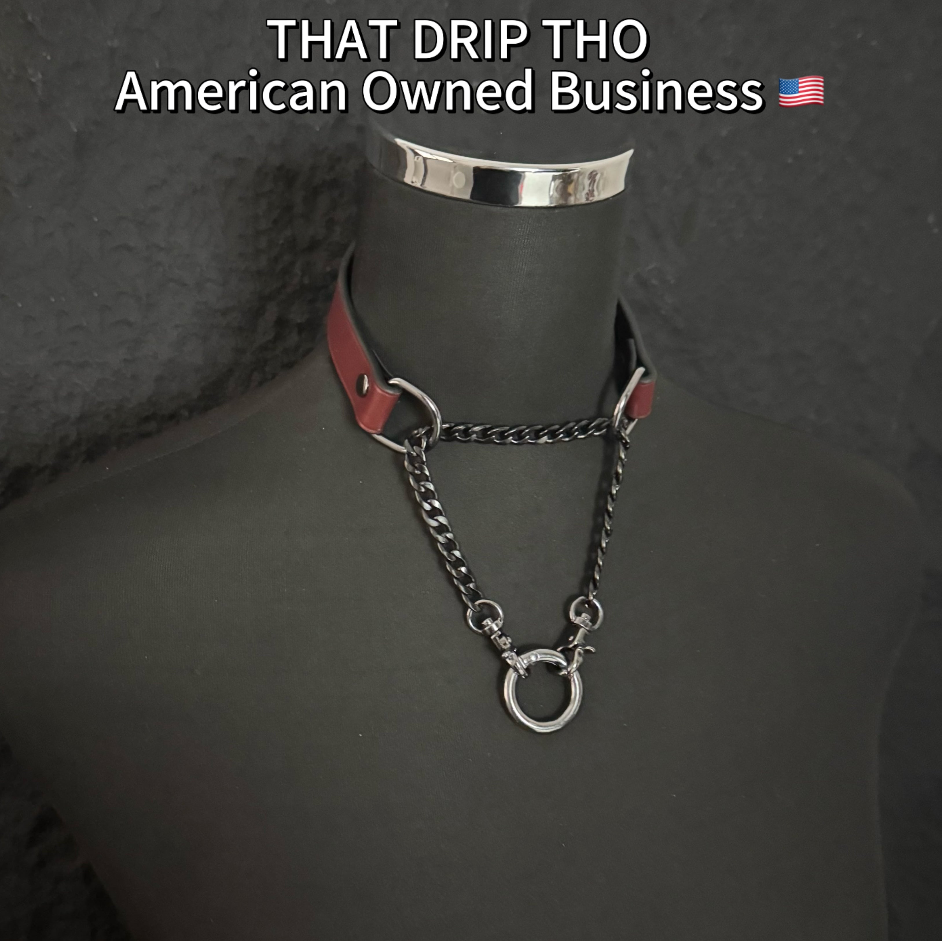 Luxe Chain (Versatile Leather Choker with Rings)( Jam Leather Black Chain)