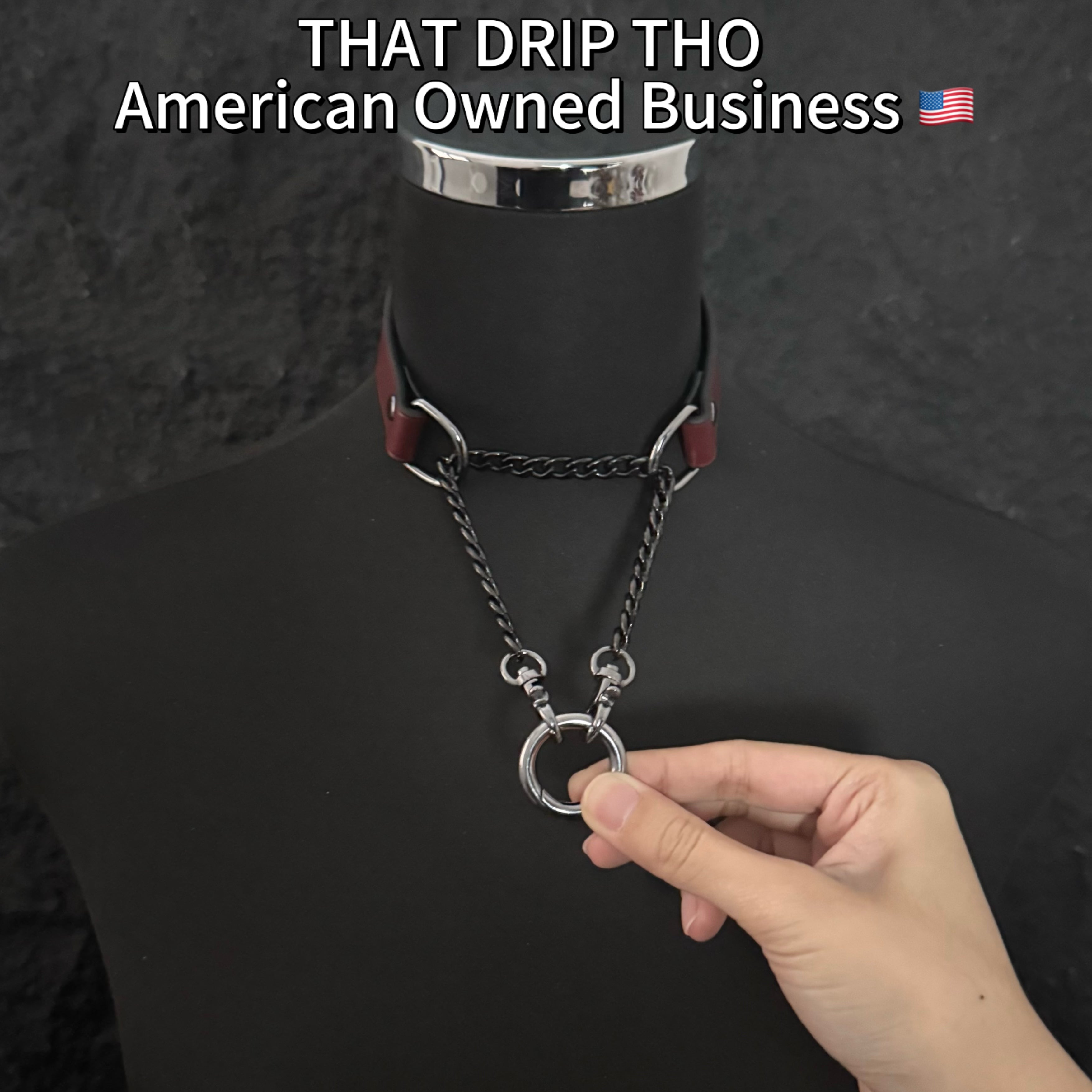 Luxe Chain (Versatile Leather Choker with Rings)( Jam Leather Black Chain)