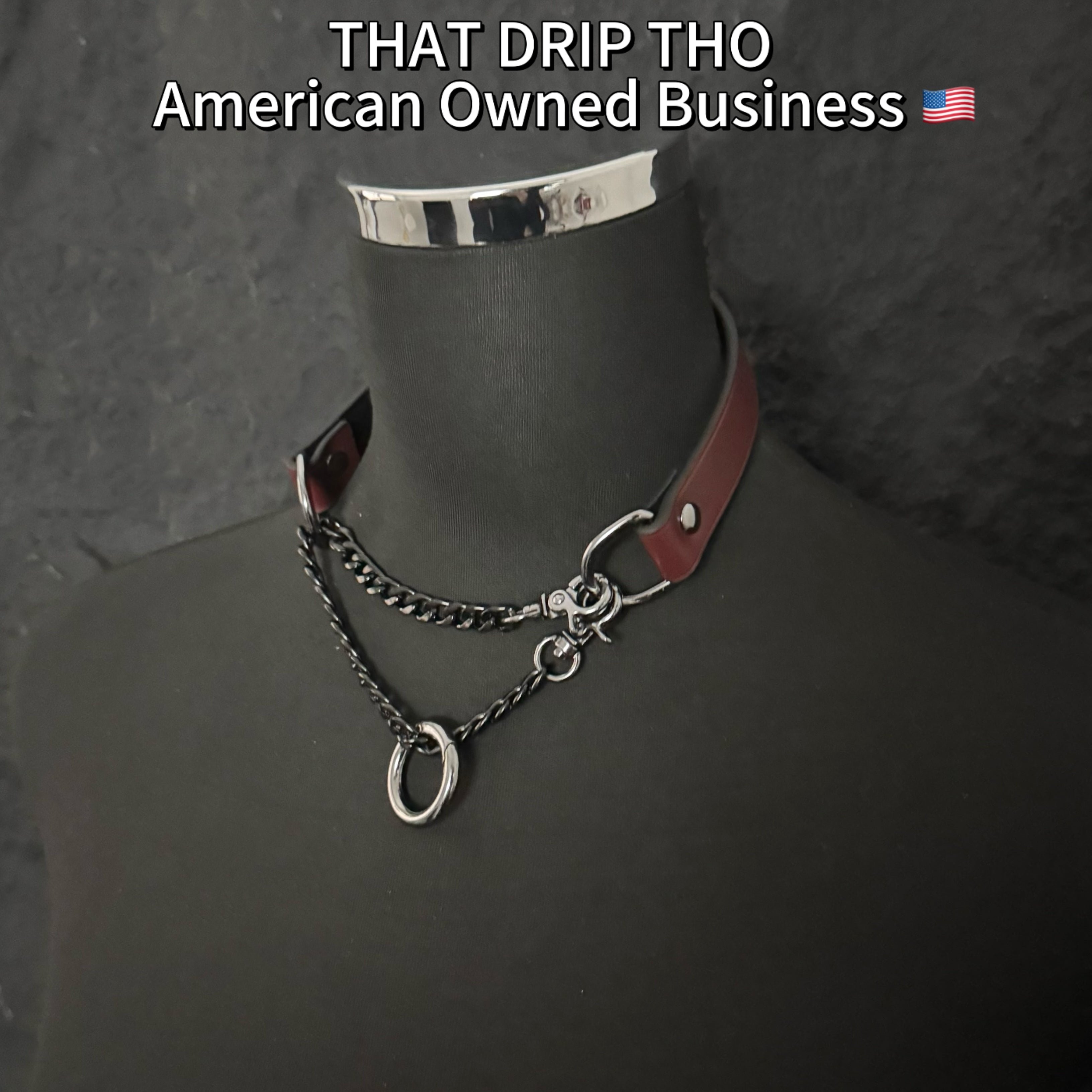 Luxe Chain (Versatile Leather Choker with Rings)( Jam Leather Black Chain)