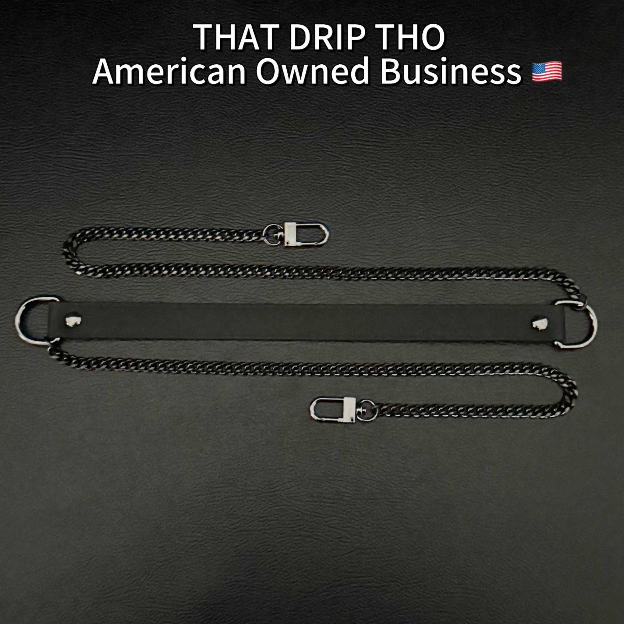Luxe Chain (Premium Double Layered Chains Leather Choker) ( Black Leather & Black Chain