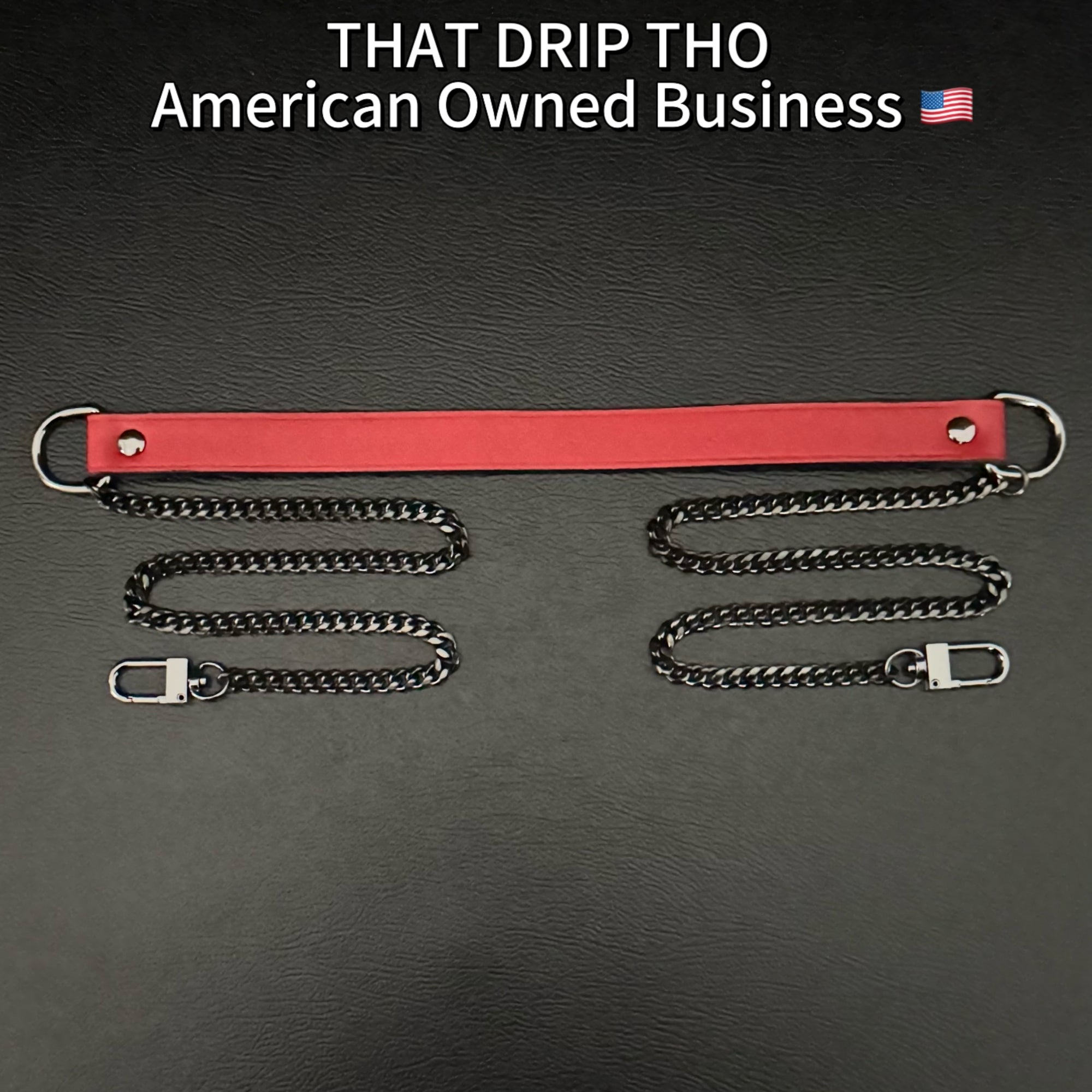 Luxe Chain (Premium Double Layered Chains Leather Choker) ( Red Leather & Black Chain)