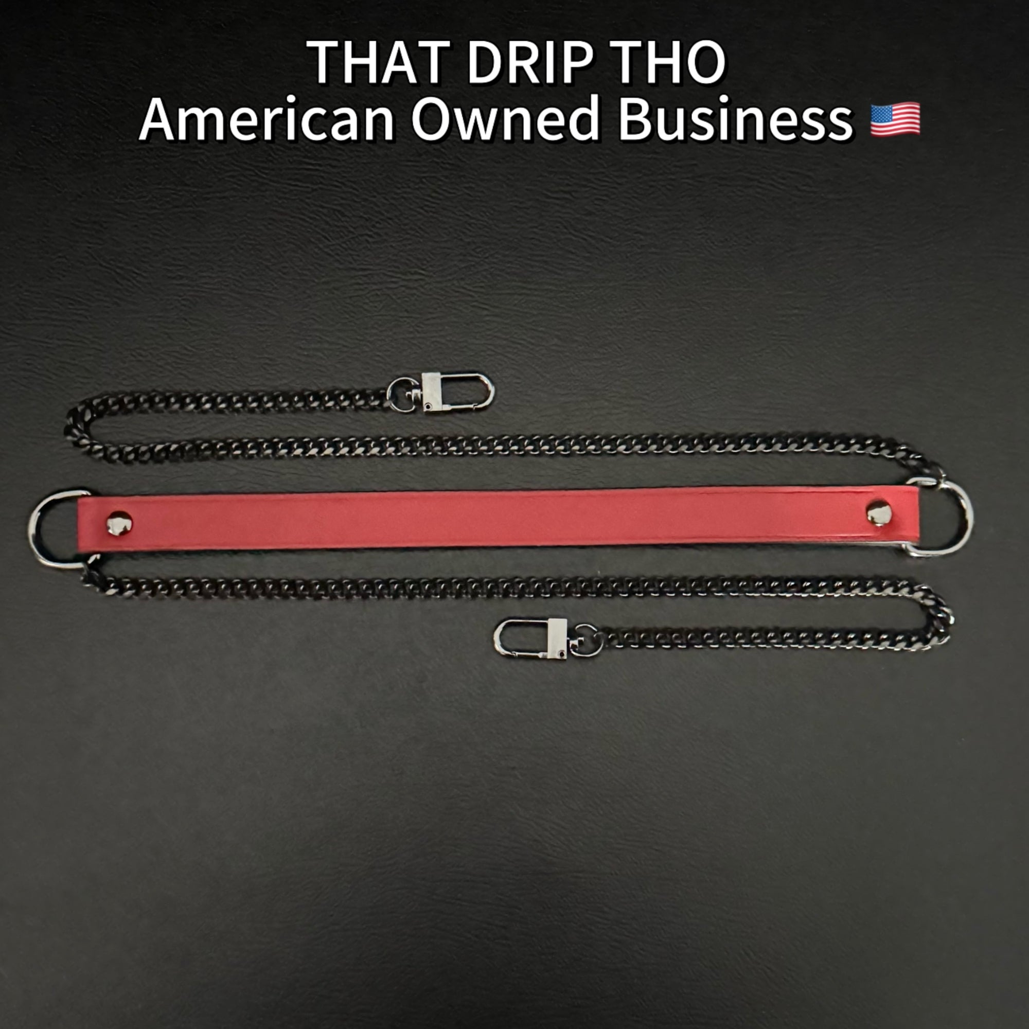 Luxe Chain (Premium Double Layered Chains Leather Choker) ( Red Leather & Black Chain)