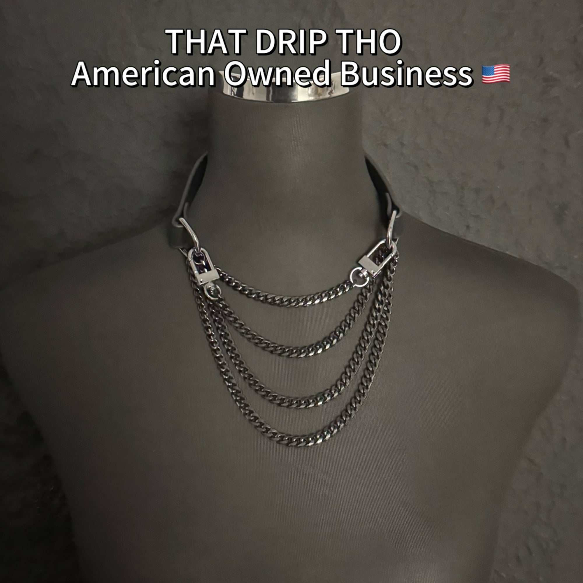 Luxe Chain (Premium Double Layered Chains Leather Choker with Adjustable Dark Purple Pattern Bracelet-– Silver Hardware