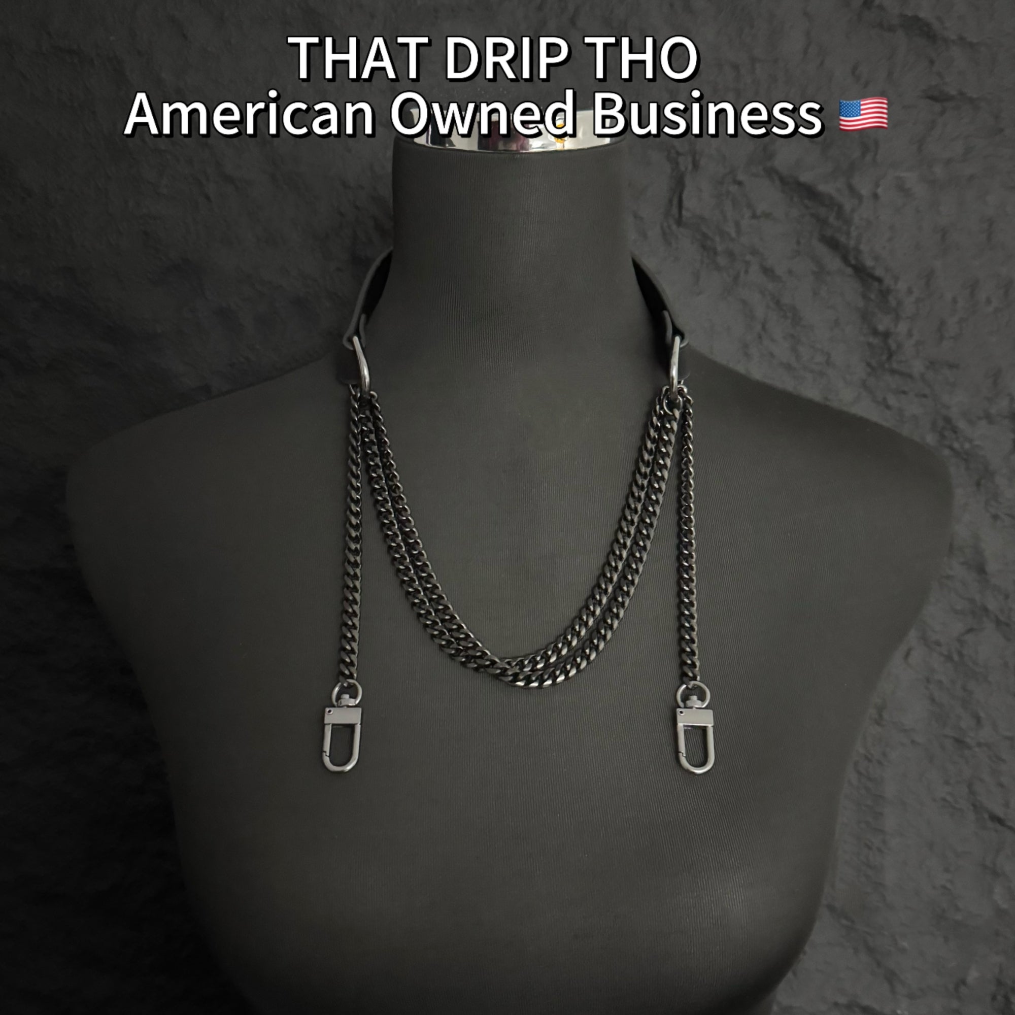 Luxe Chain (Premium Double Layered Chains Leather Choker with Adjustable Dark Purple Pattern Bracelet-– Silver Hardware