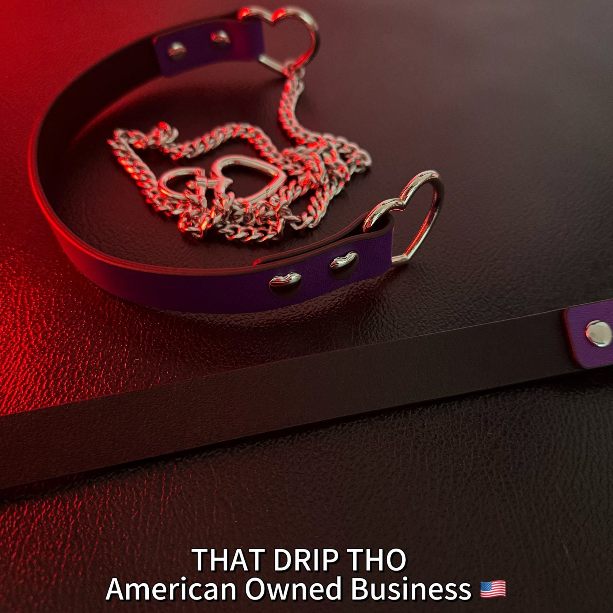 Luxe Chain (Fashion Layered Chain Leather Choker Necklace) (Purple Leather-Silver Chain with Heart)