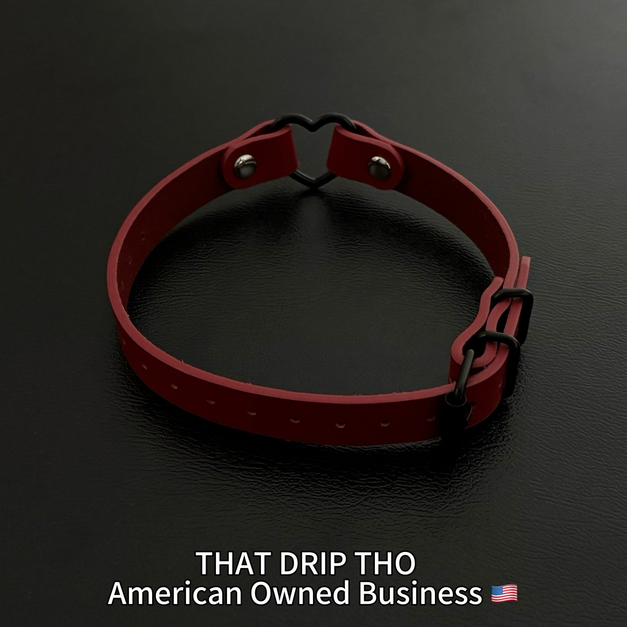 Luxe Chain( 3 in 1 Convertible Leather Bracelet, Handcuffs & Choker Necklace) ( Red Leather with Heart)