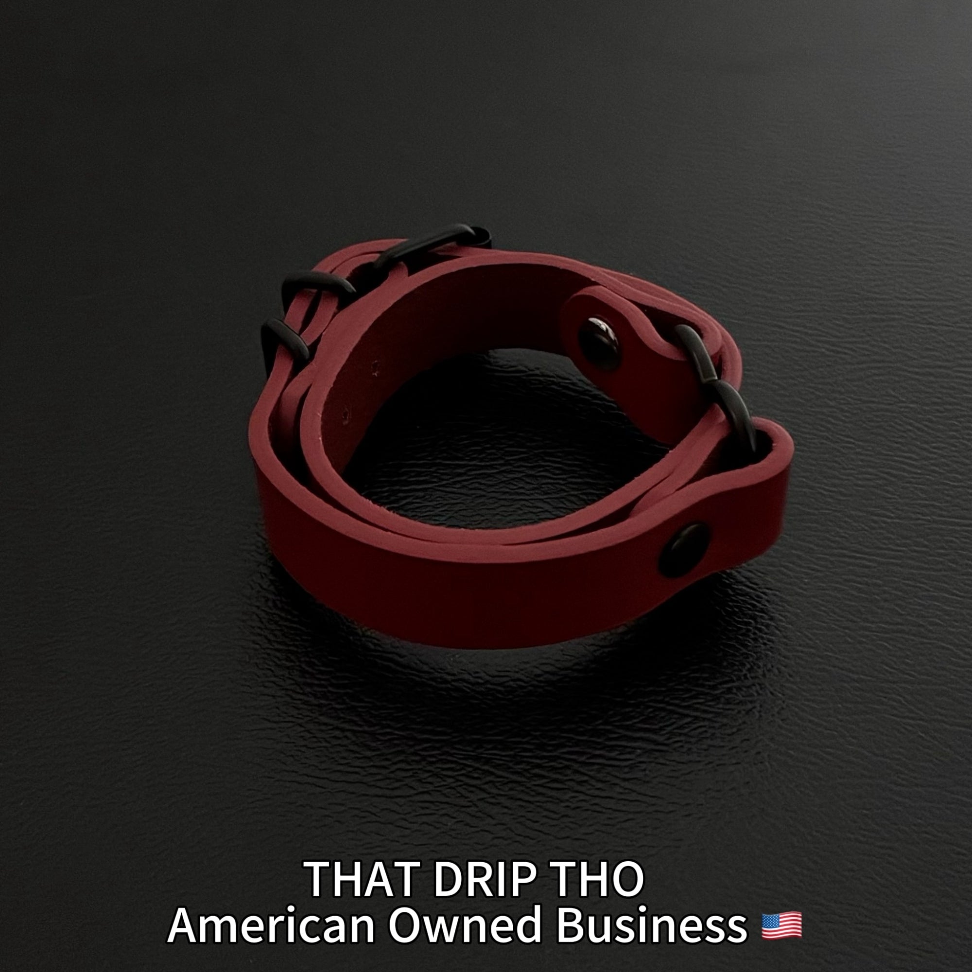 Luxe Chain( 3 in 1 Convertible Leather Bracelet, Handcuffs & Choker Necklace) ( Red Leather with Heart)