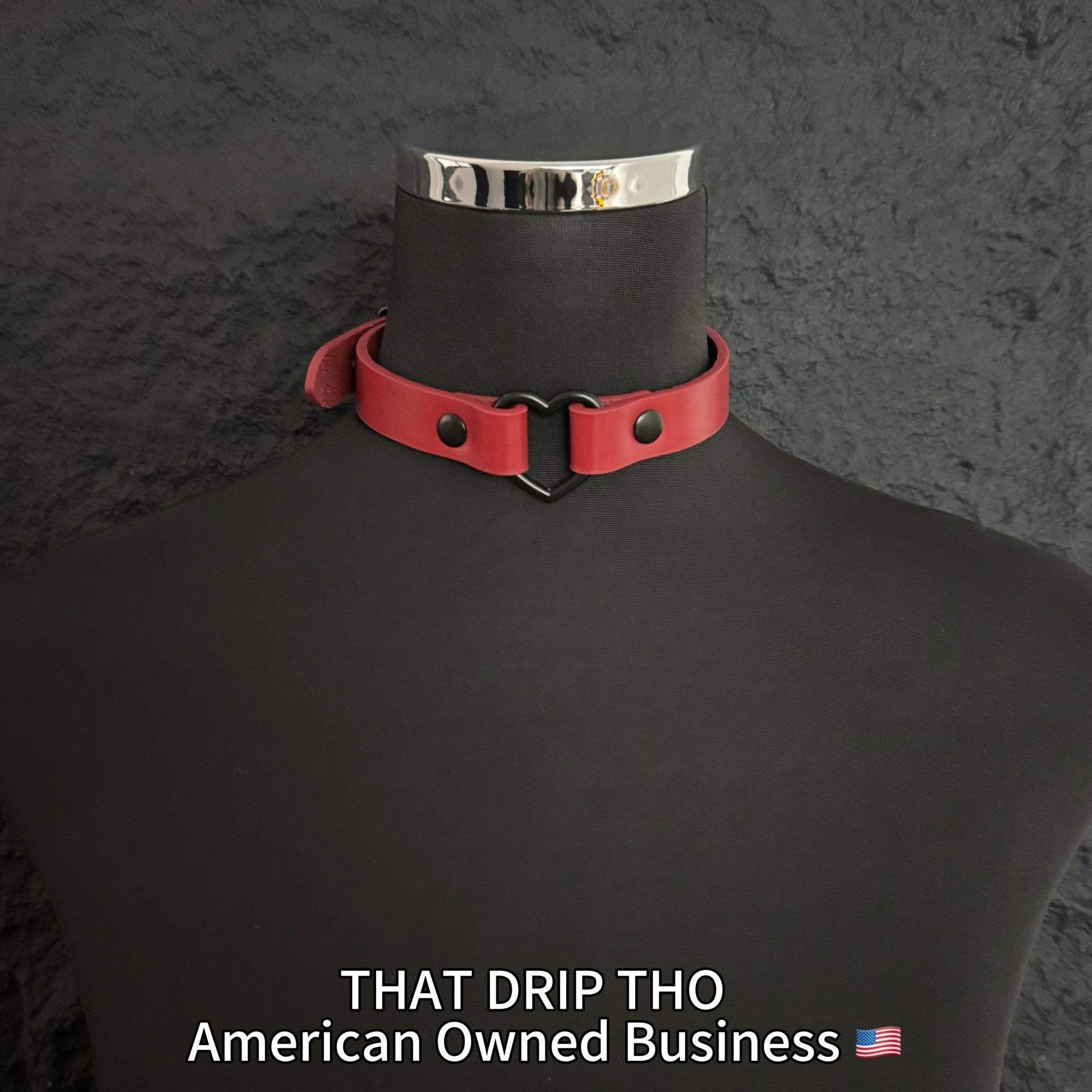 Luxe Chain( 3 in 1 Convertible Leather Bracelet, Handcuffs & Choker Necklace) ( Red Leather with Heart)
