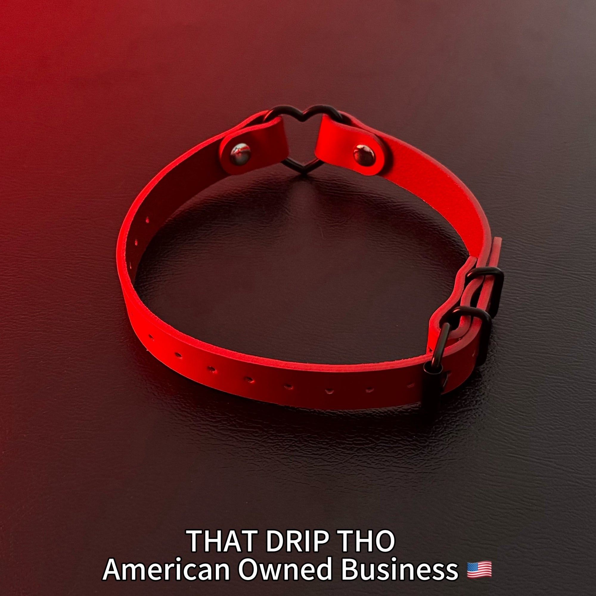 Luxe Chain( 3 in 1 Convertible Leather Bracelet, Handcuffs & Choker Necklace) ( Red Leather with Heart)