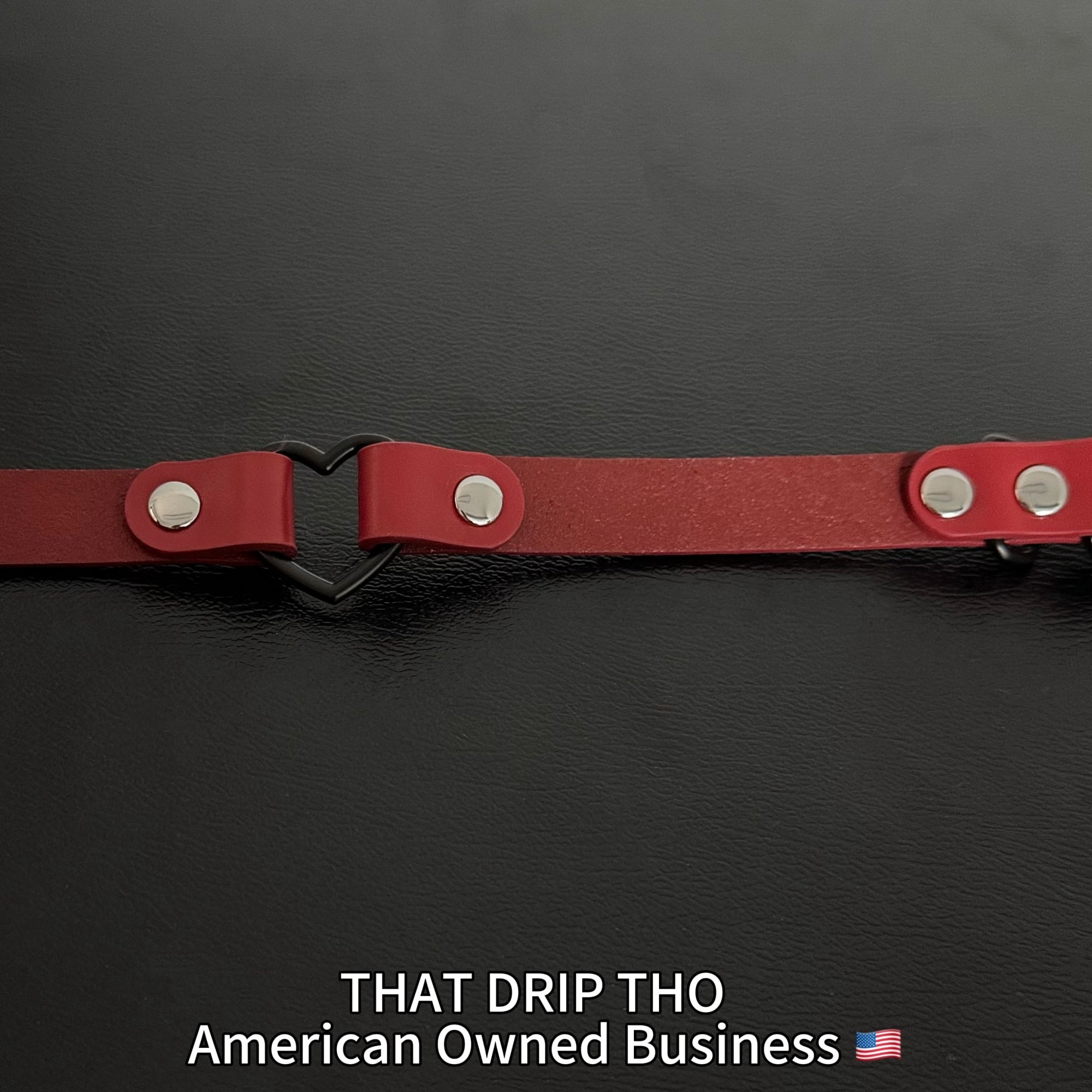 Luxe Chain( 3 in 1 Convertible Leather Bracelet, Handcuffs & Choker Necklace) ( Red Leather with Heart)