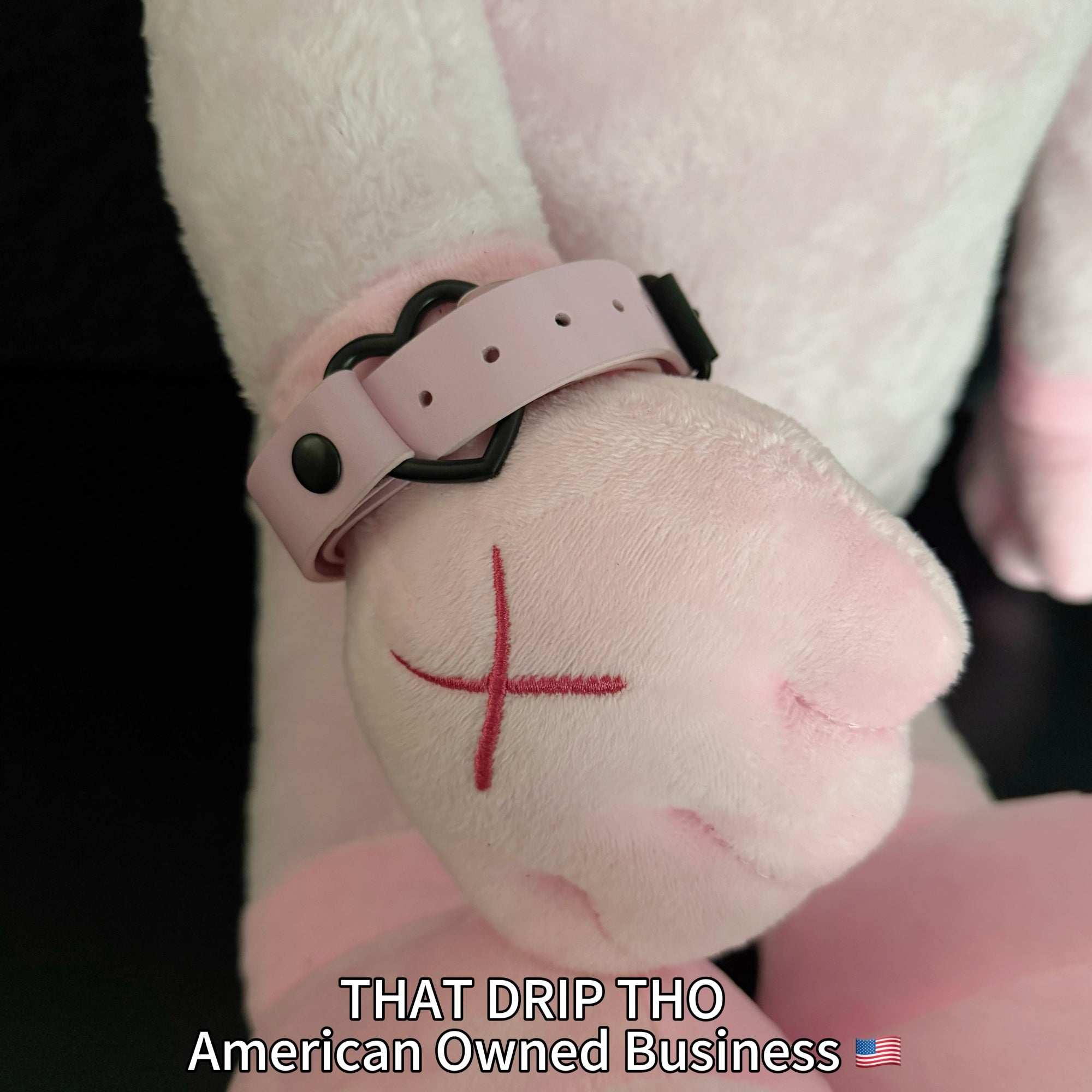 Luxe Chain( 3 in 1 Convertible Leather Bracelet, Handcuffs & Choker Necklace) ( Pink Leather with Heart)