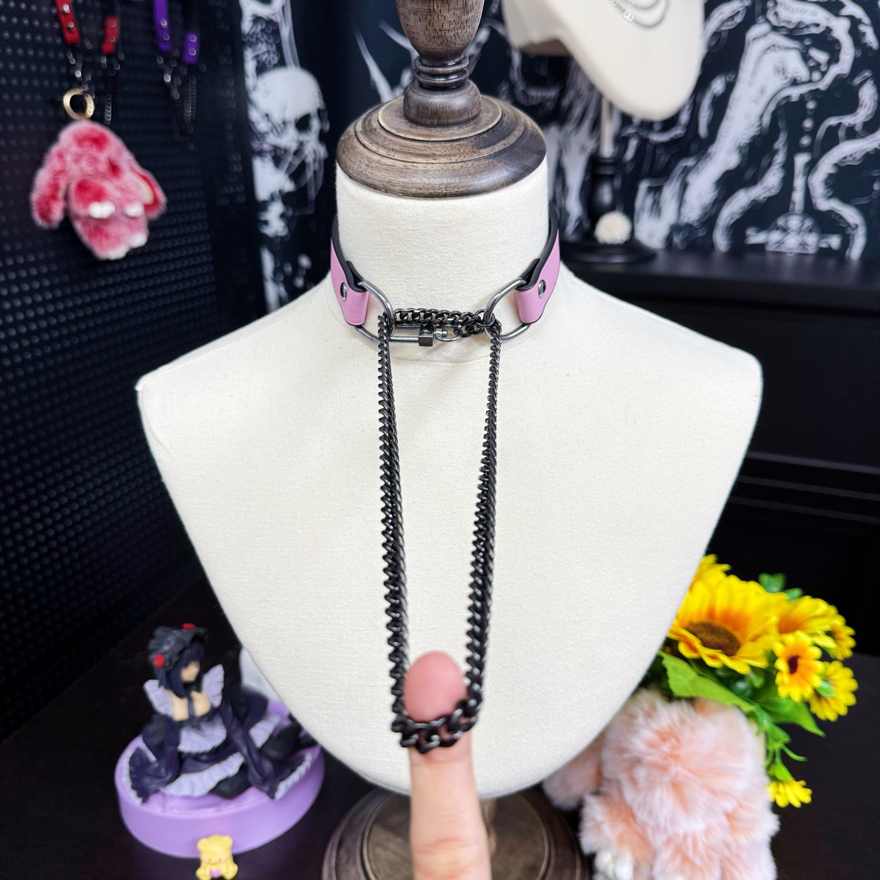 Luxe Chain (Fashion Layered Chain Leather Choker Necklace) (Premium Limited Cute Pink Color)