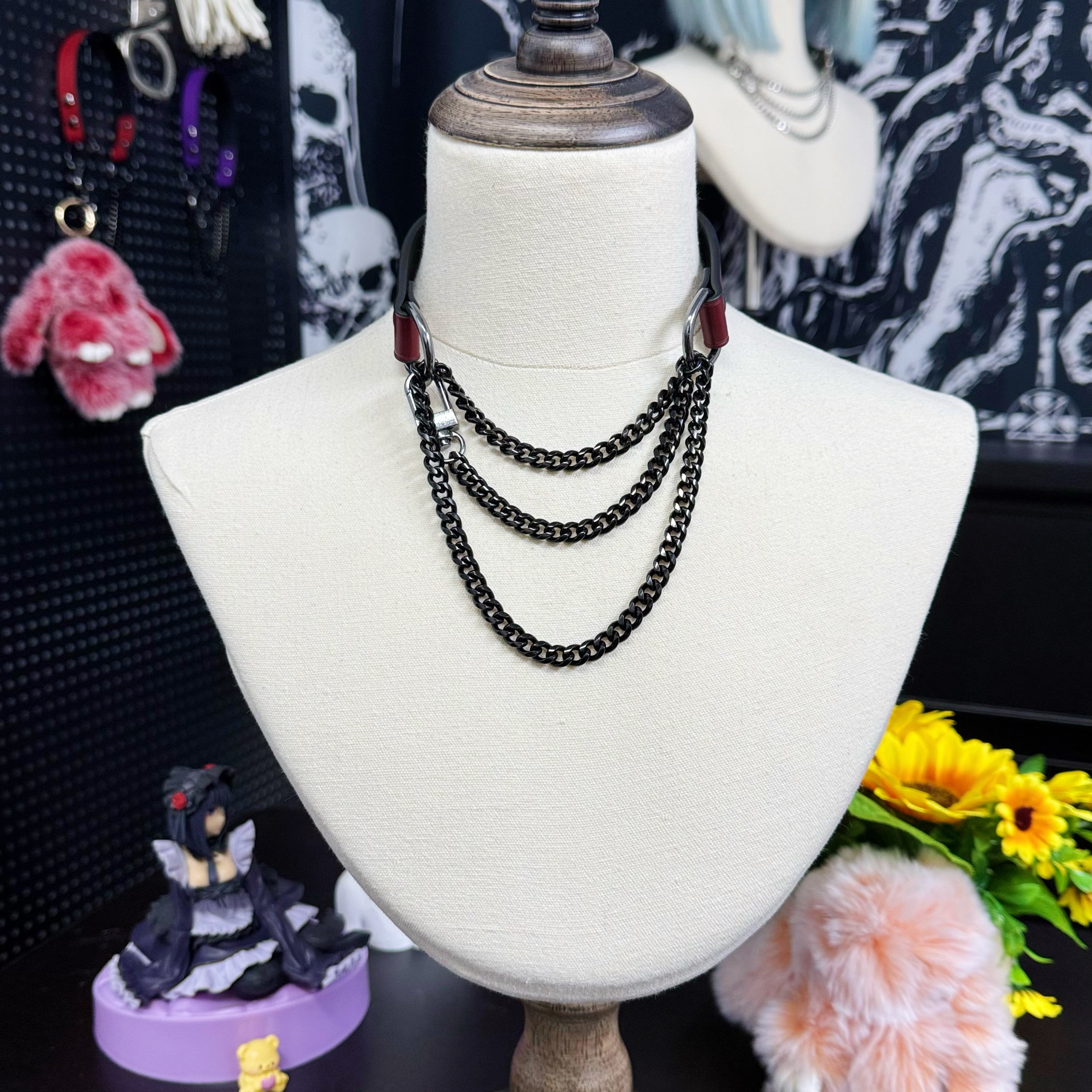 Luxe Chain (Fashion Layered Chain Leather Choker Necklace) (Premium Limited Jam Color)