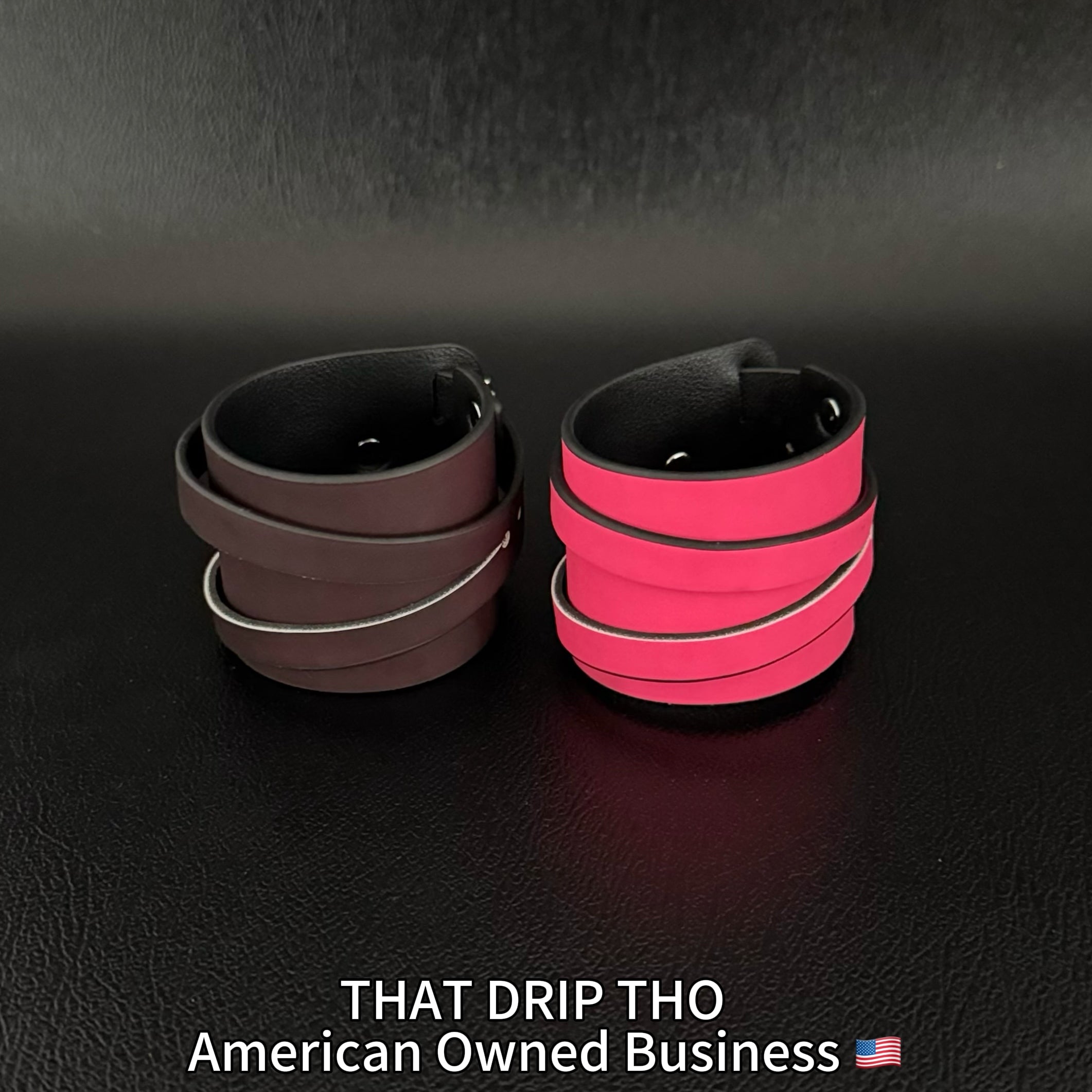 Unisex Color-Changing Leather Dual-Wear Bracelet-Wine Red to Pink (Heat Reactive)