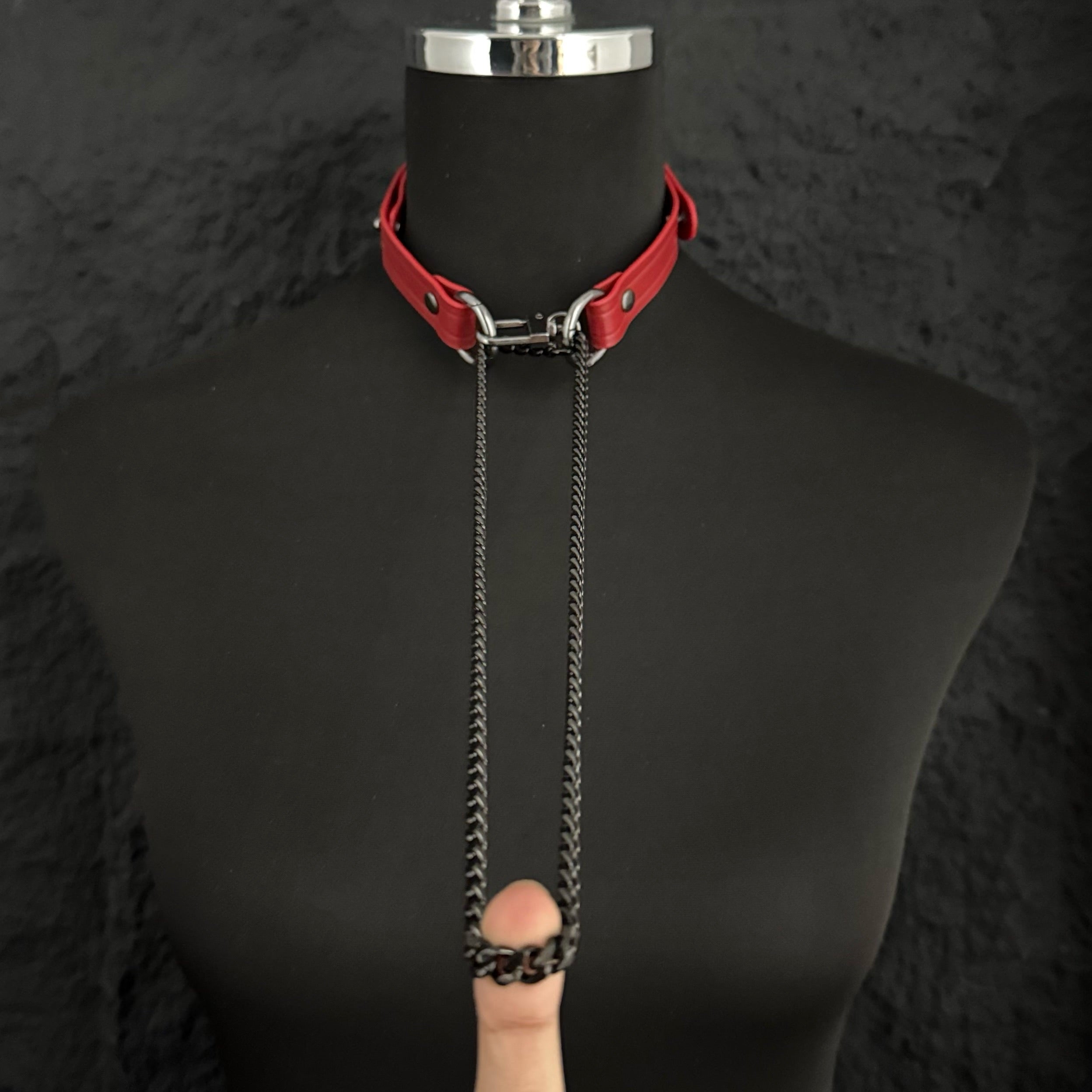 Boundless Leather Chain Set, 6 in 1 (Red Leather-Black Chains)
