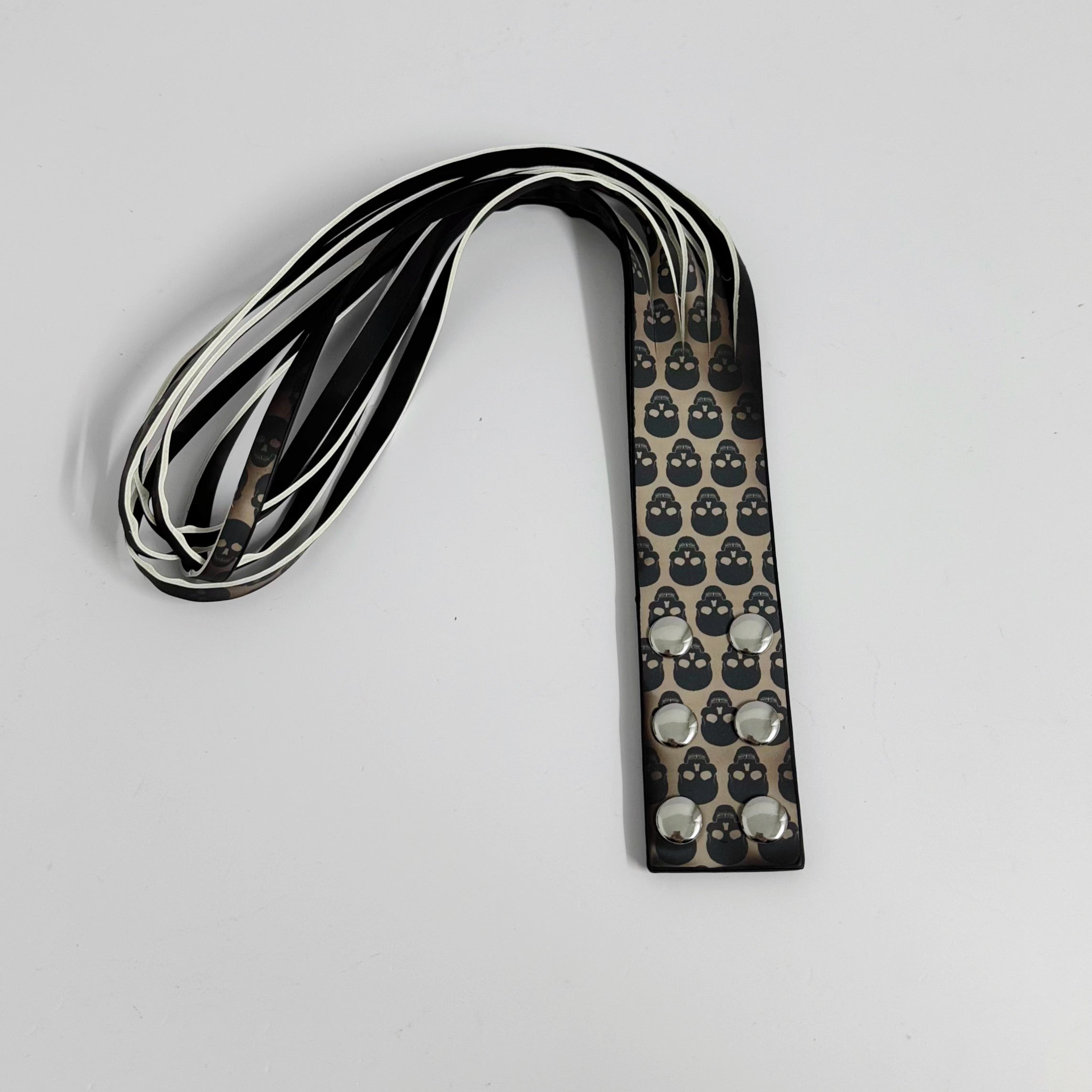 Unisex Dual-Wear Leather Fringe Wrap Bracelet-Noir Black to Skull (Heat Reactive)-Flogger