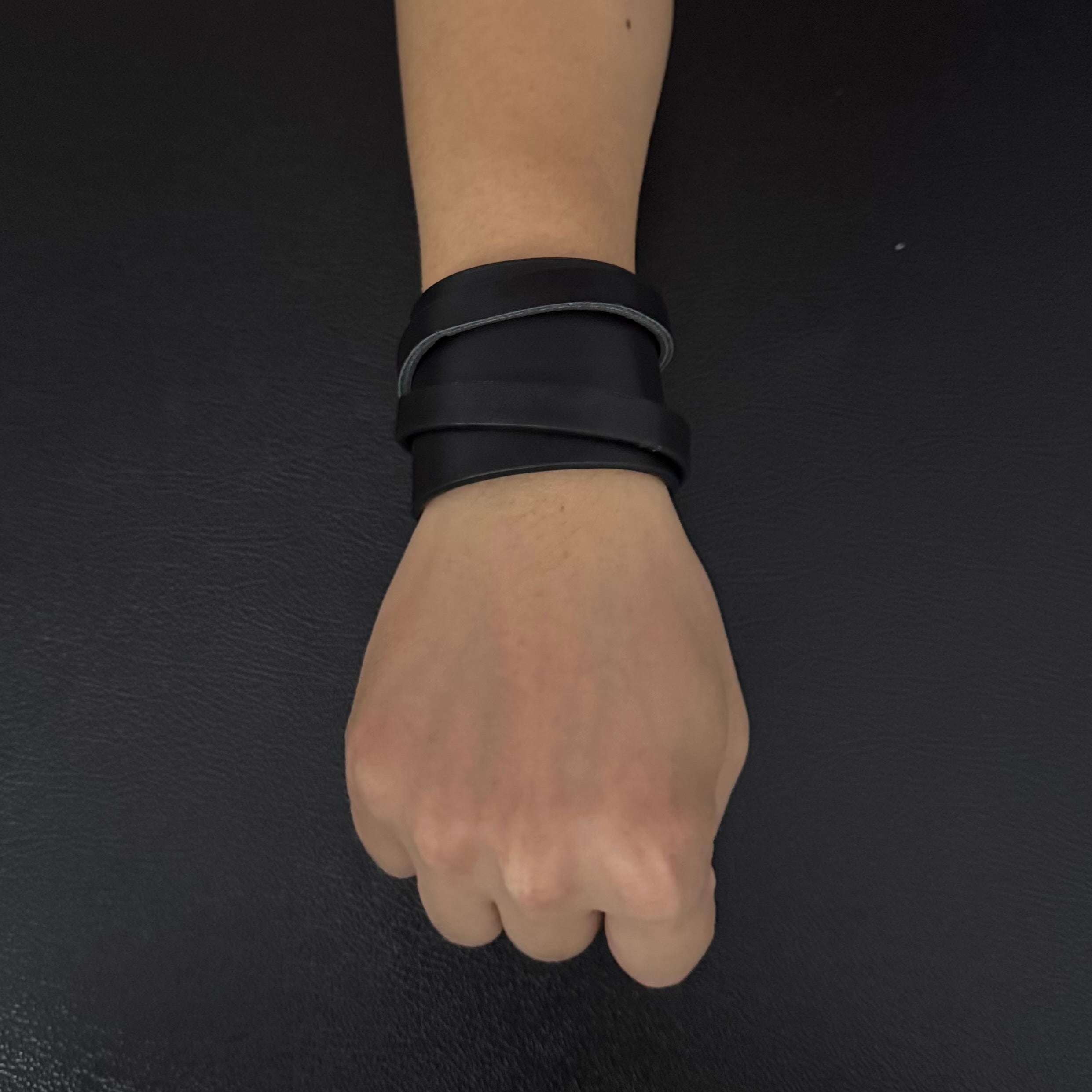 Unisex Raven Black Leather Dual-Wear Bracelet-(Non Heat Reactive)