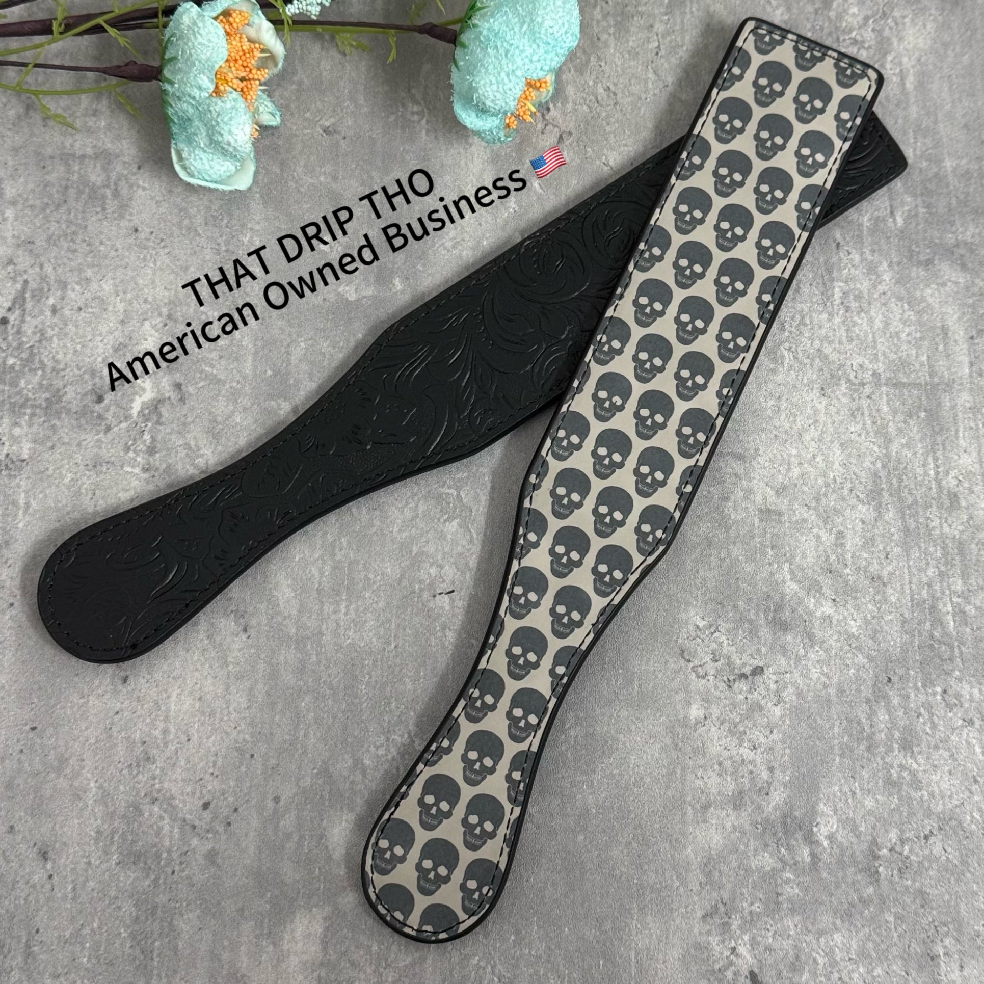 Color-Changing Black to Skull Leather Paddle