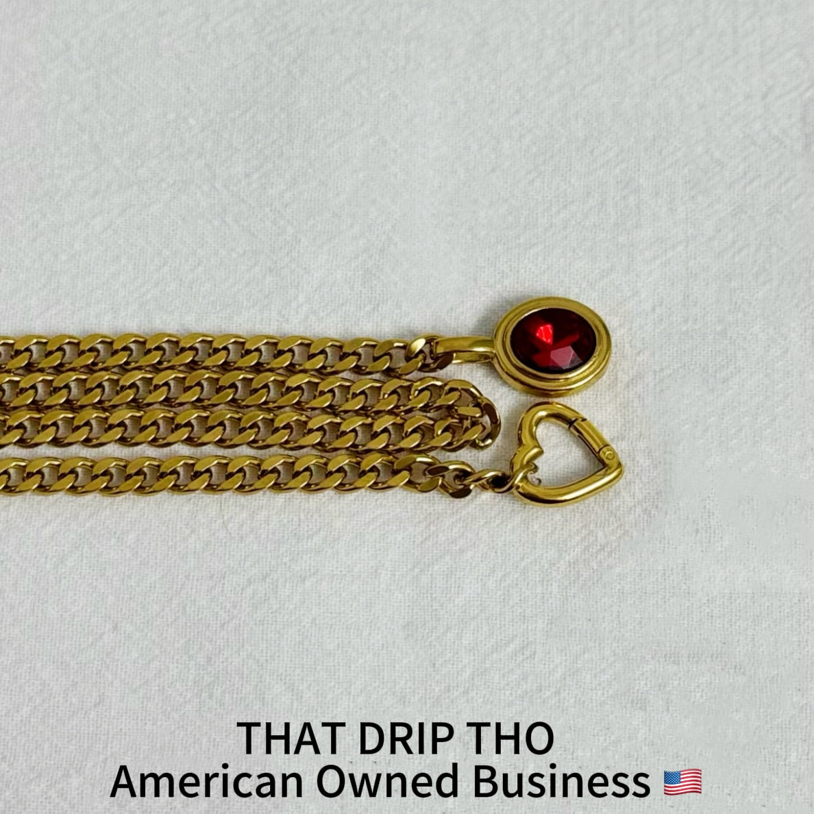 Crimson Gem Heart Gold Slip Chain Necklace