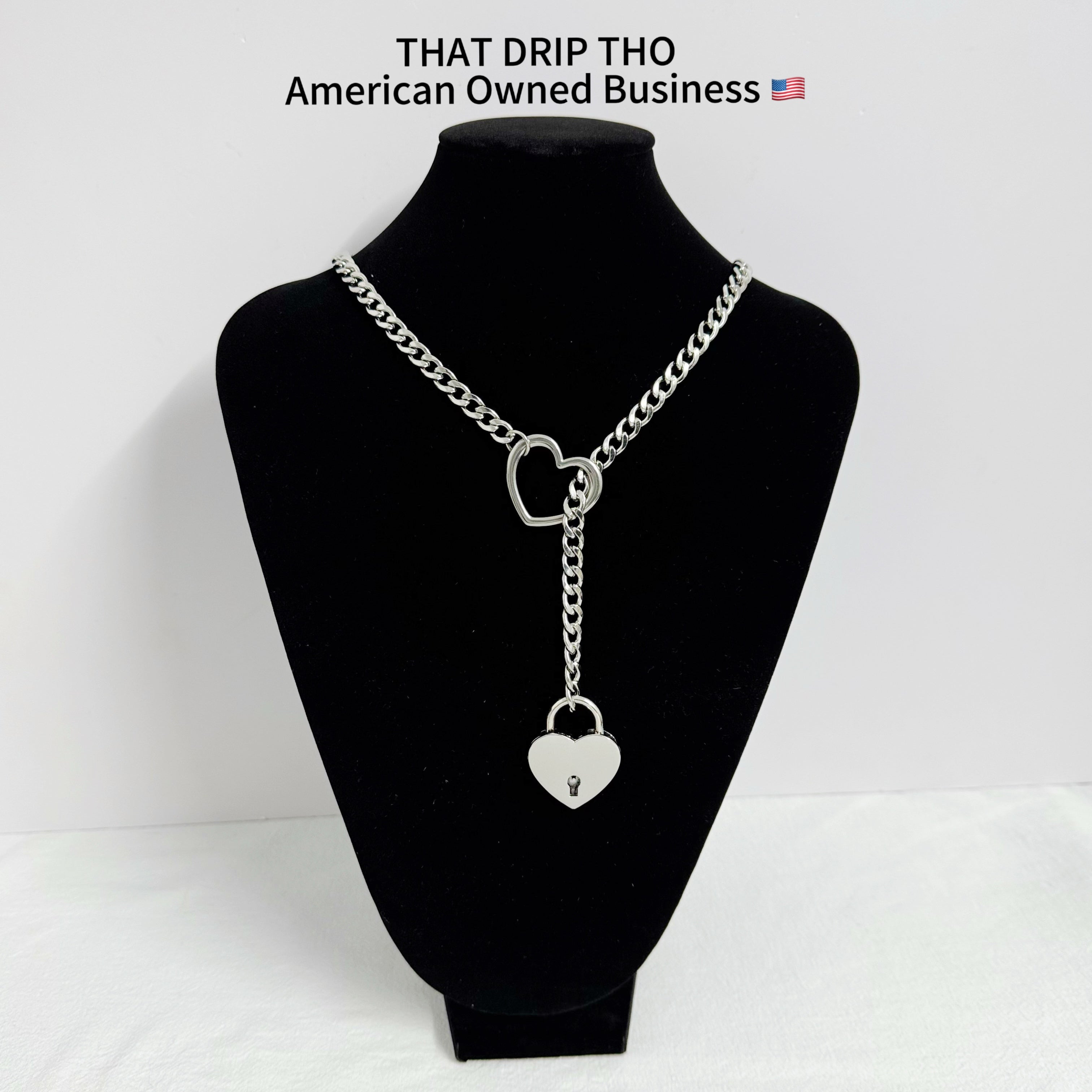 Heart Lock with Key Slip Chain Necklace