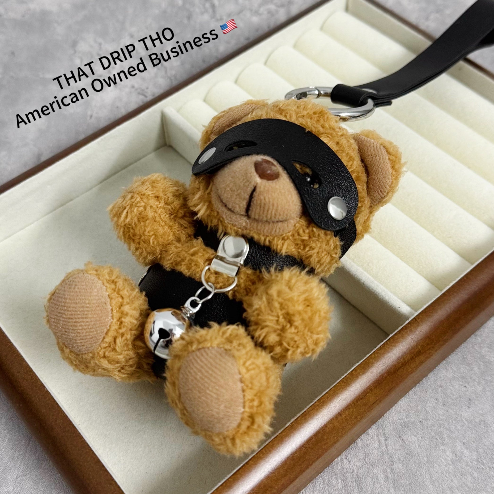 Masked Bear Keychain with Bell