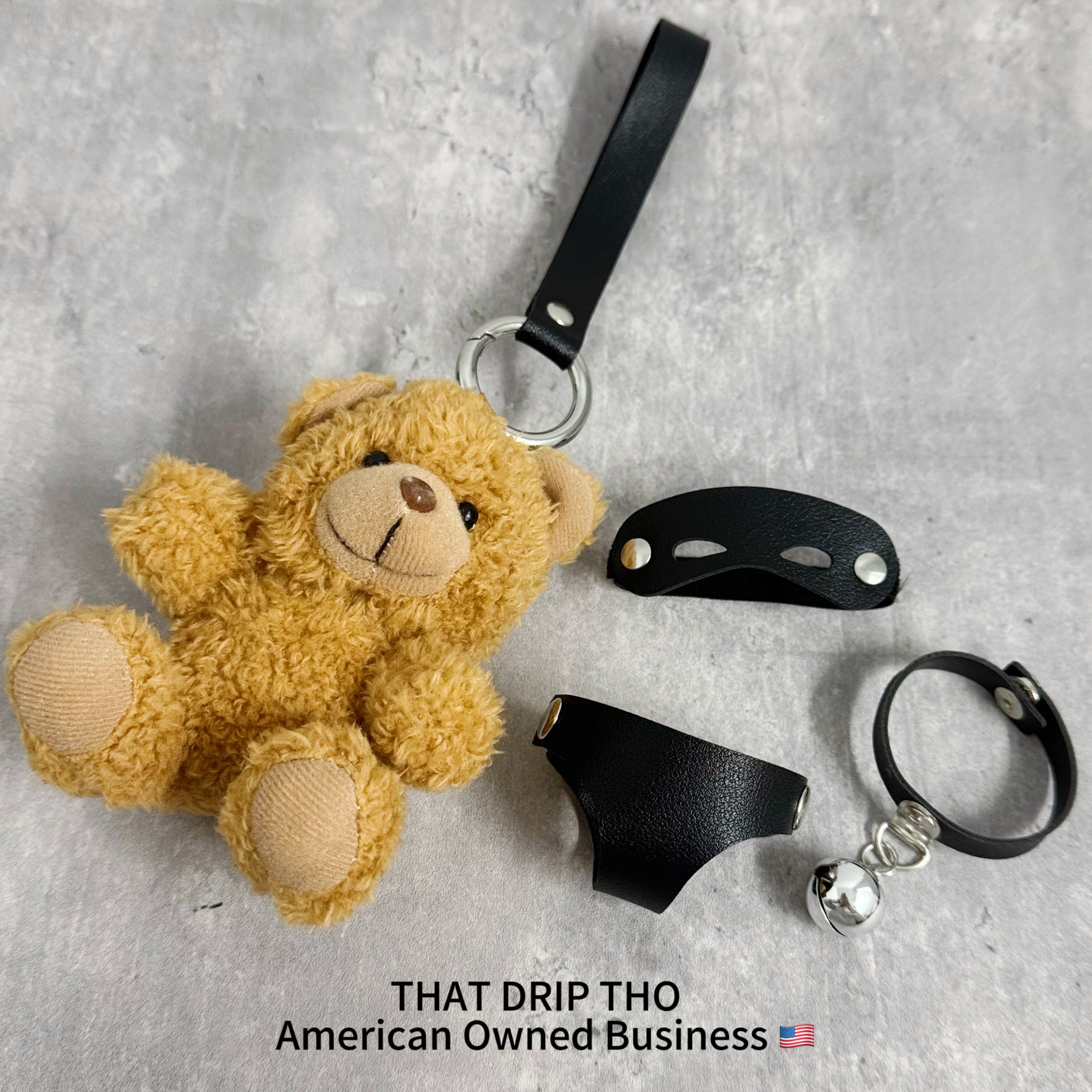 Masked Bear Keychain with Bell