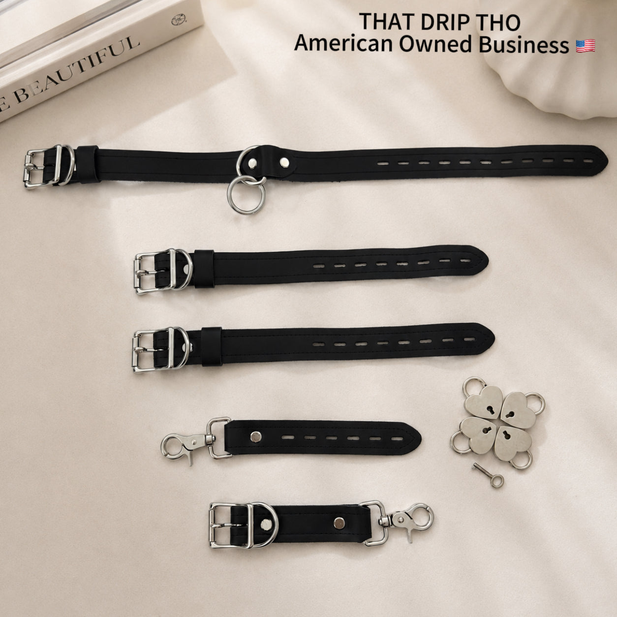 Convertible Strap Set – Multi-Use Leather Bag Strap Accessory with Heart Lock & Key (Bag Not Included)