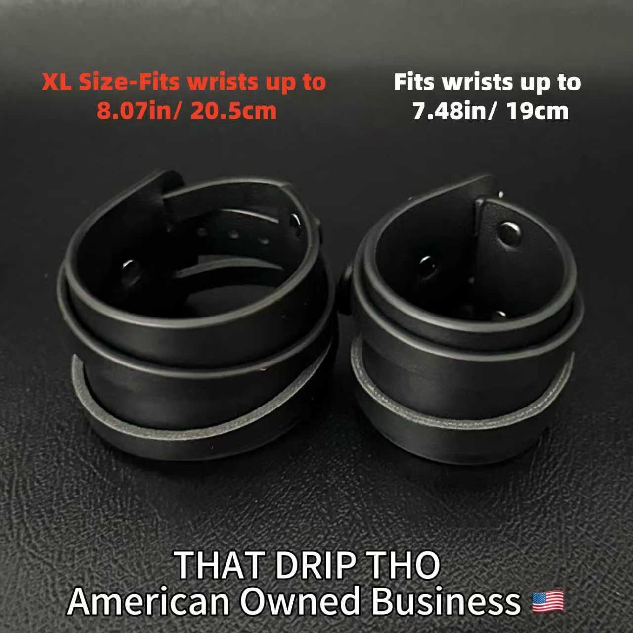 Large Size -Unisex Raven Black Leather Dual-Wear Bracelet-(Non Heat Reactive)