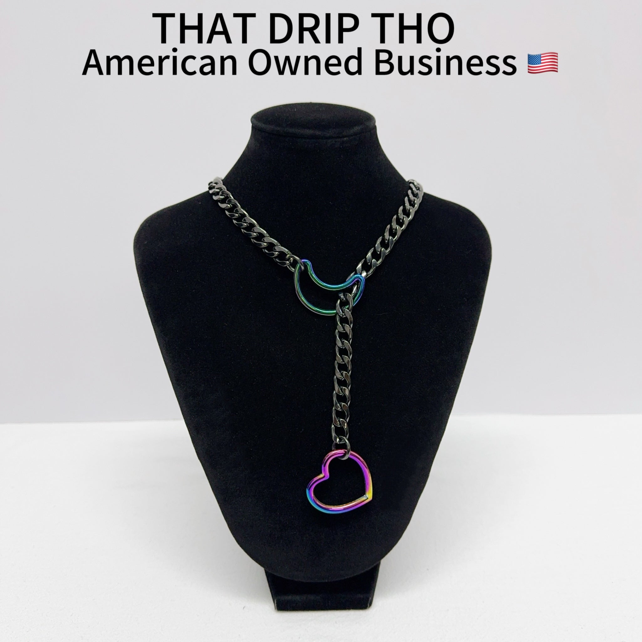 Luxe Chain (Special Rainbow Moon & Heart Black Chain Necklace)
