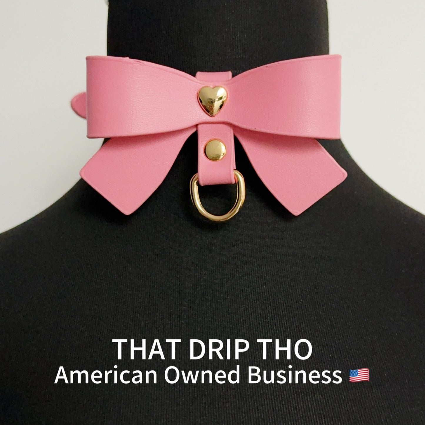 Luxe Chain ( [First Crush] Pink Leather Bow Tie Choker Necklace) with Leather Chain Leash