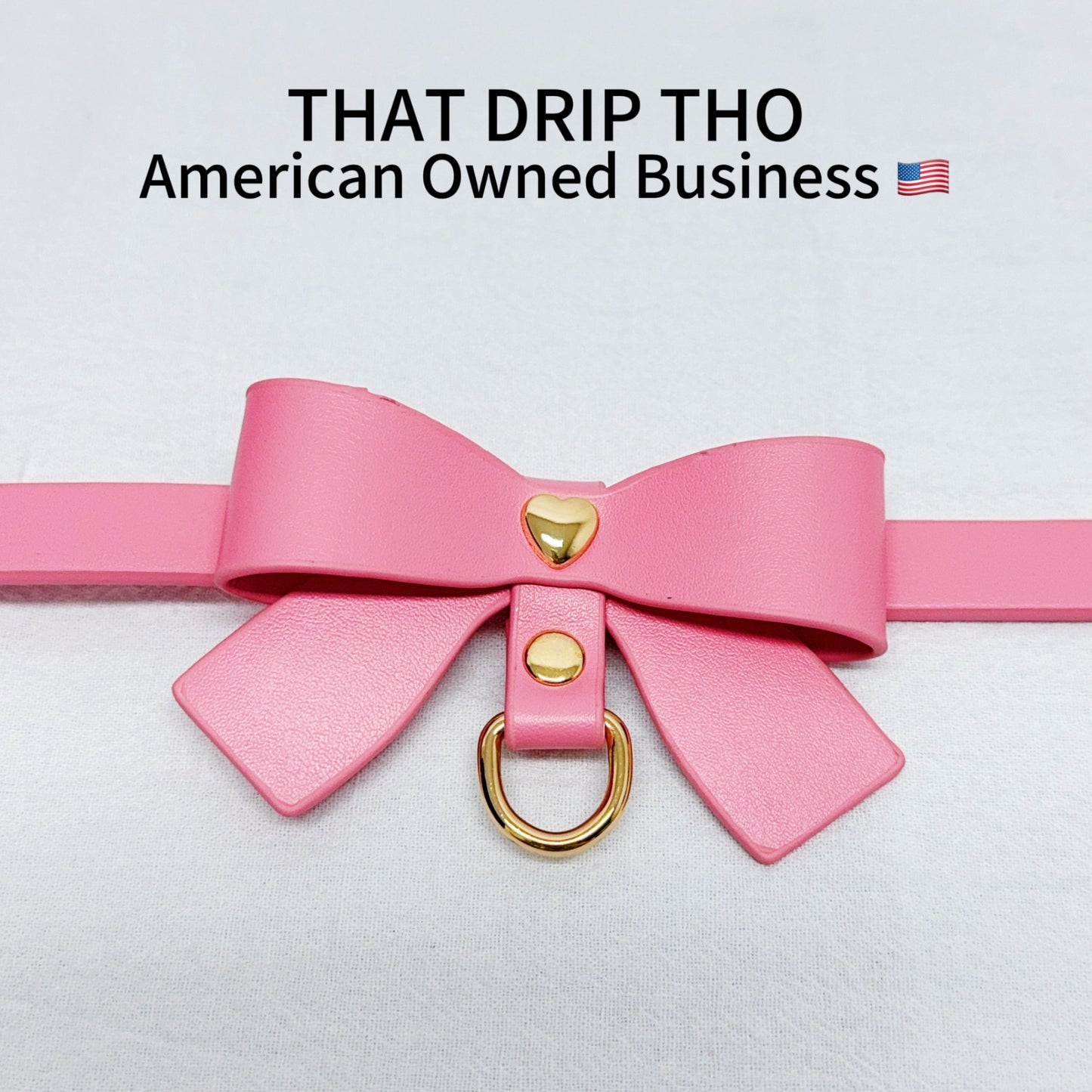 Luxe Chain ( [First Crush] Pink Leather Bow Tie Choker Necklace) with Leather Chain Leash