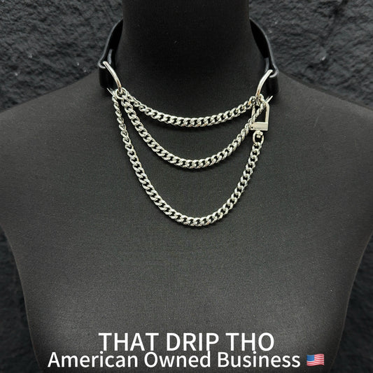 Luxe Chain (Fashion Layered Chain Leather Choker Necklace)