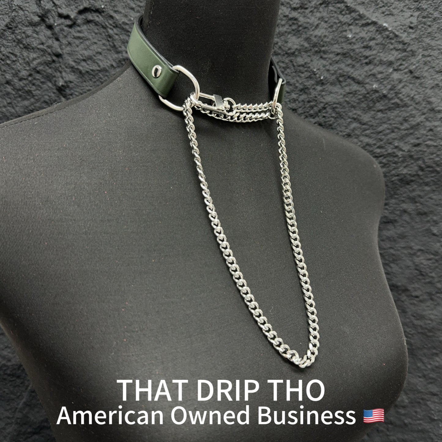 Luxe Chain (Fashion Layered Chain Leather Choker Necklace) (Christmas Green Color)