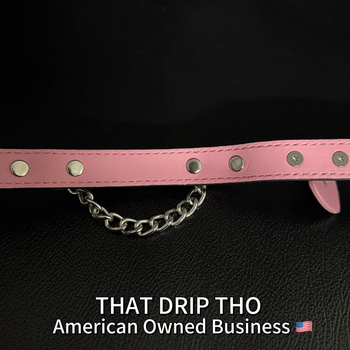 Luxe Chain ( [First Crush] Pink Leather Collar With Heart Pedant Choker Necklace) with Leather Chain Leash