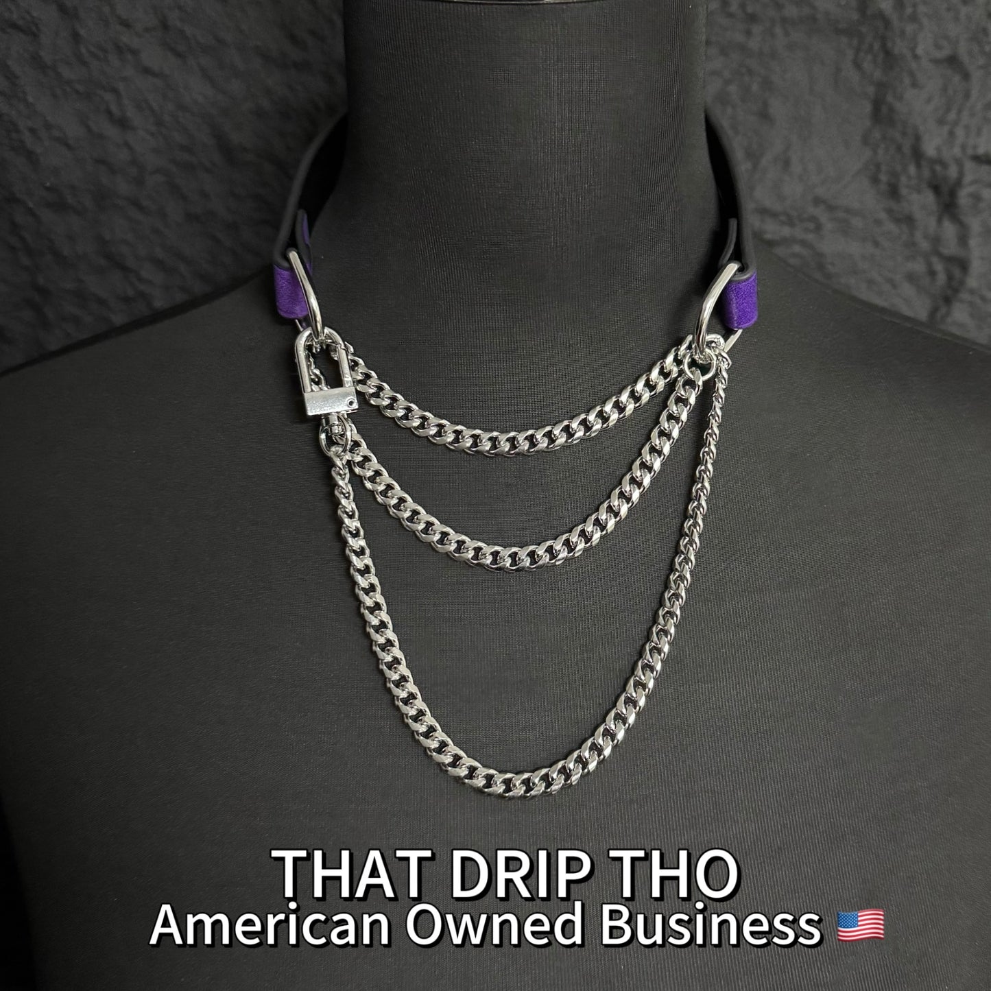 Luxe Chain (Fashion Layered Chain Leather Choker Necklace) (Premium Purple Color)