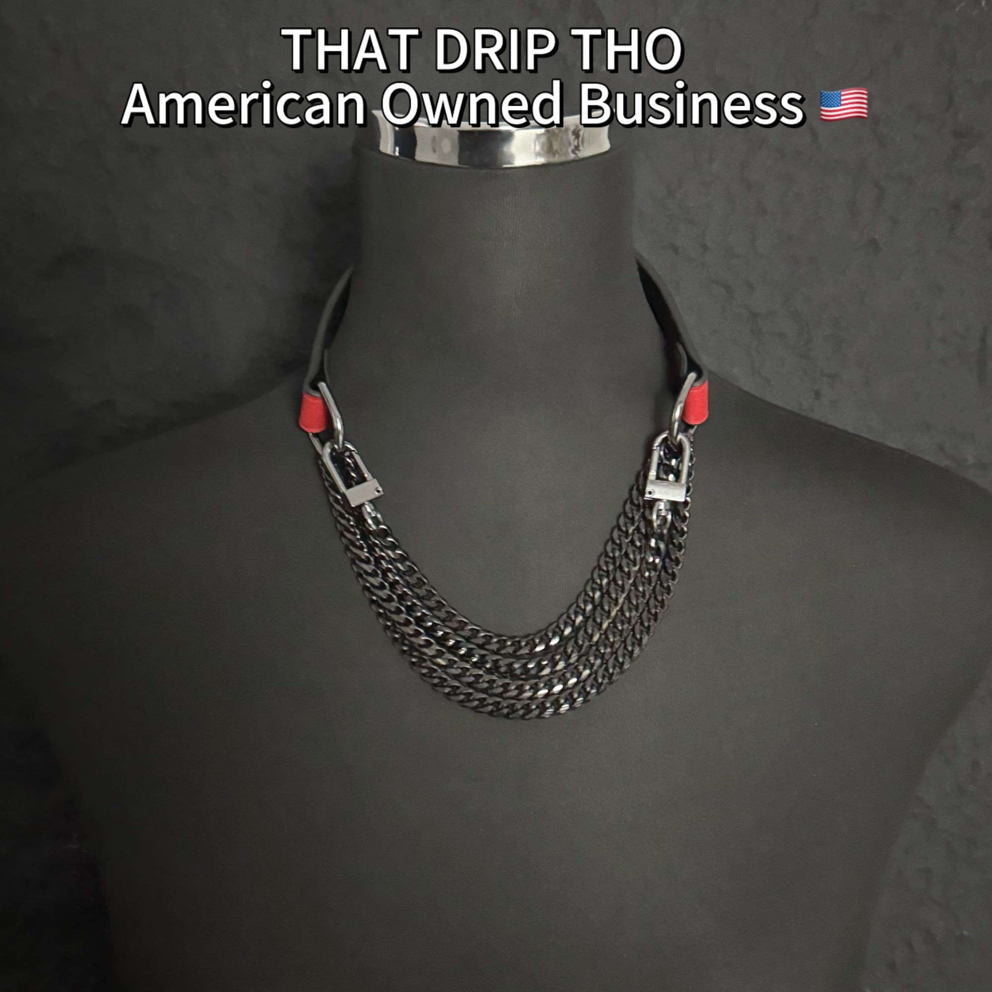 Luxe Chain (Premium Double Layered Chains Leather Choker with Adjustable Dark Purple Pattern Bracelet-– Silver Hardware