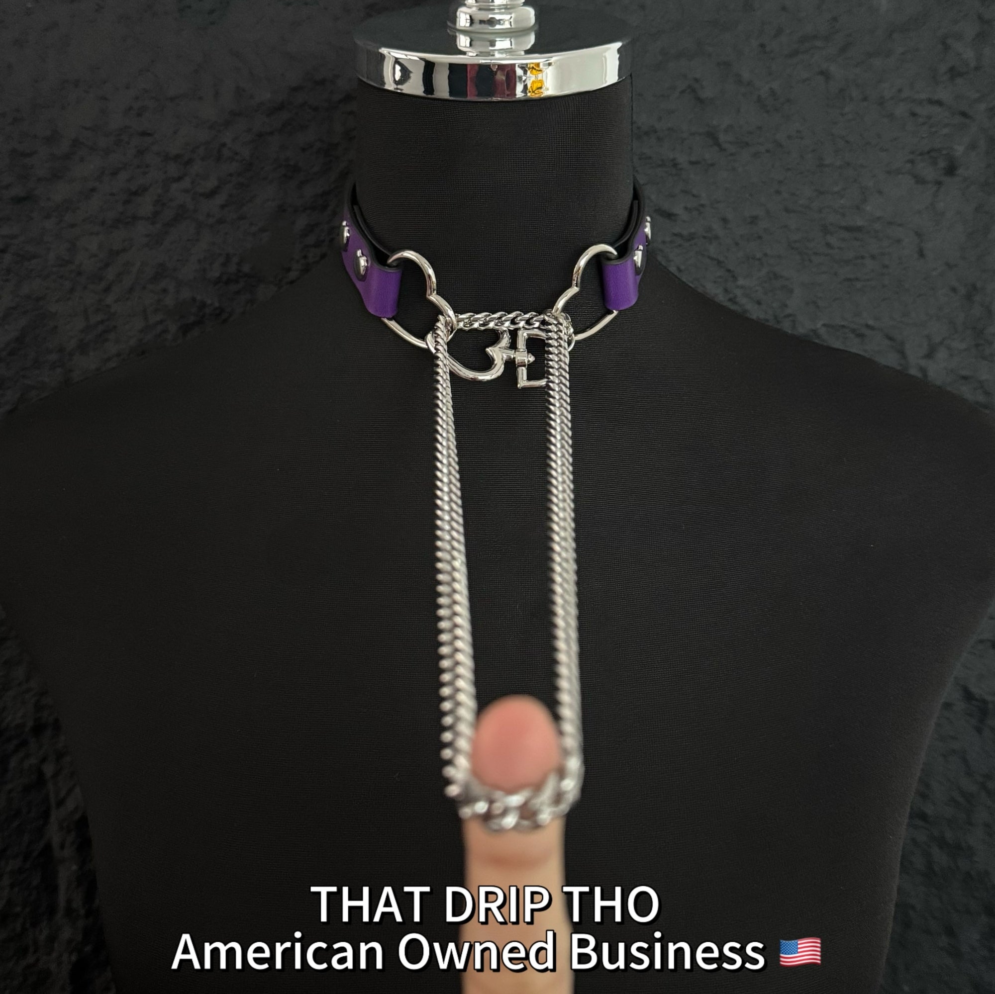 Luxe Chain (Fashion Layered Chain Leather Choker Necklace) (Purple Leather-Silver Chain with Heart)