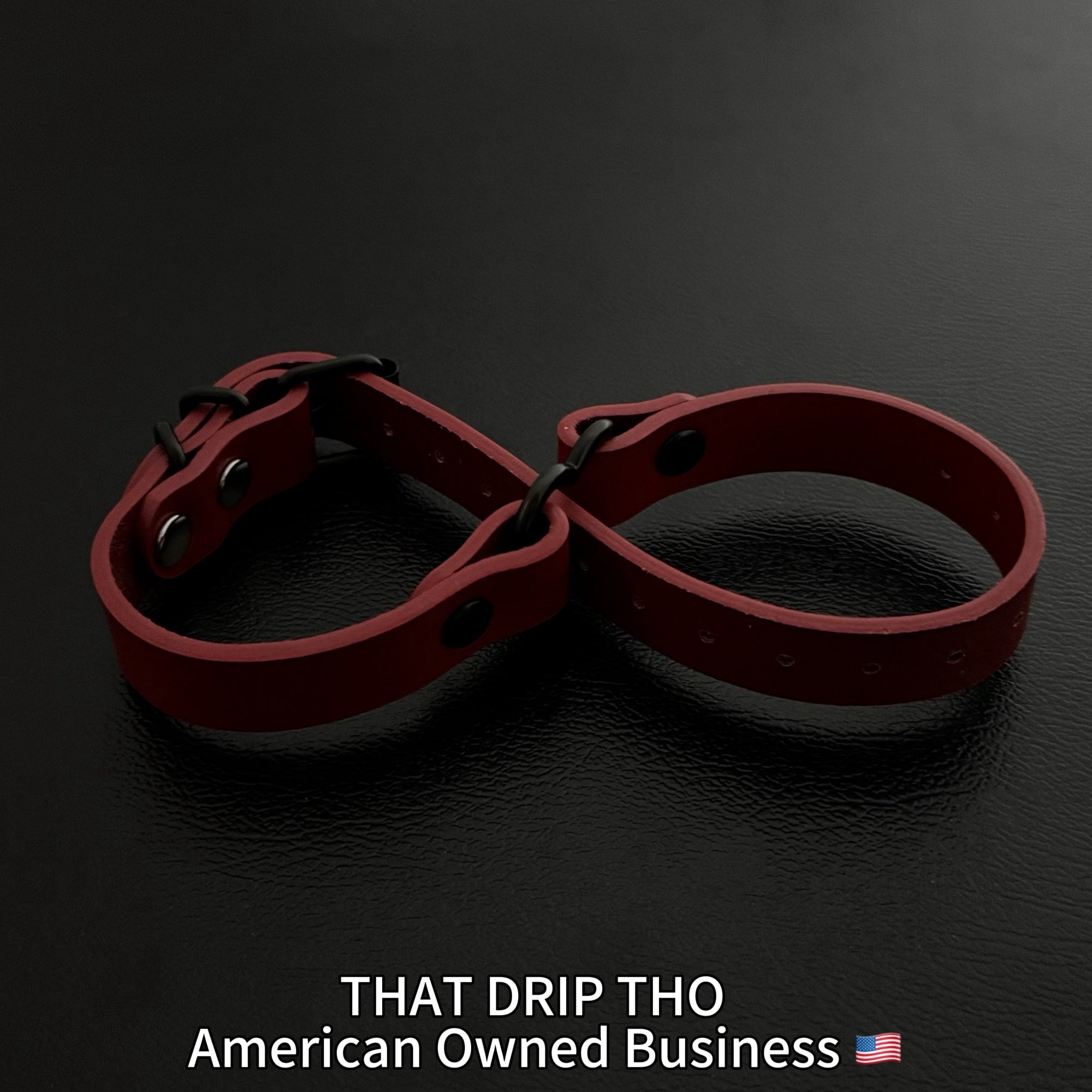 Luxe Chain( 3 in 1 Convertible Leather Bracelet, Handcuffs & Choker Necklace) ( Red Leather with Heart)