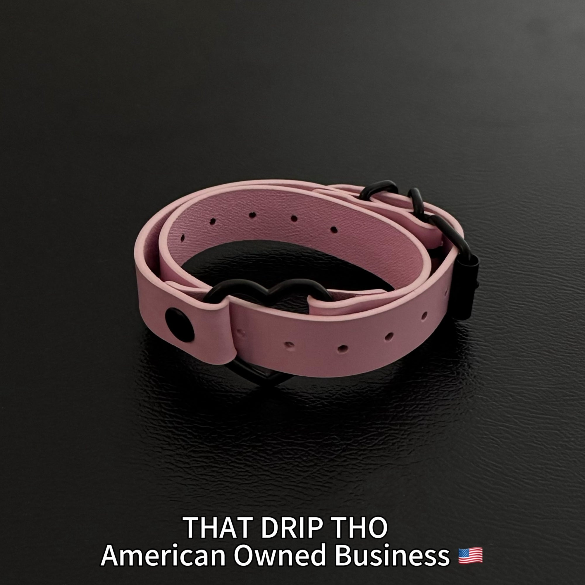 Luxe Chain( 3 in 1 Convertible Leather Bracelet, Handcuffs & Choker Necklace) ( Pink Leather with Heart)