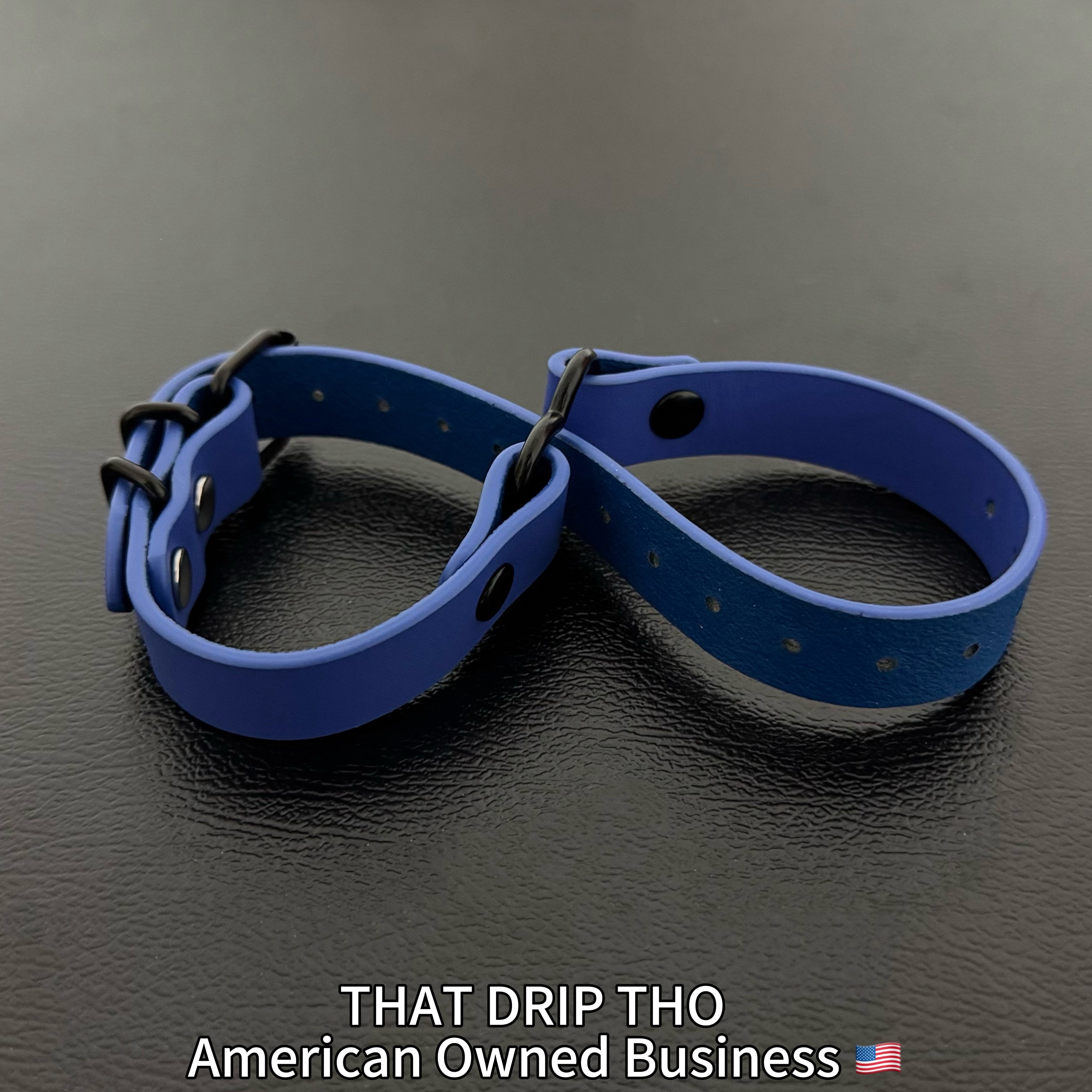 Luxe Chain( 3 in 1 Convertible Leather Bracelet, Handcuffs & Choker Necklace) ( Blue Leather with Heart)